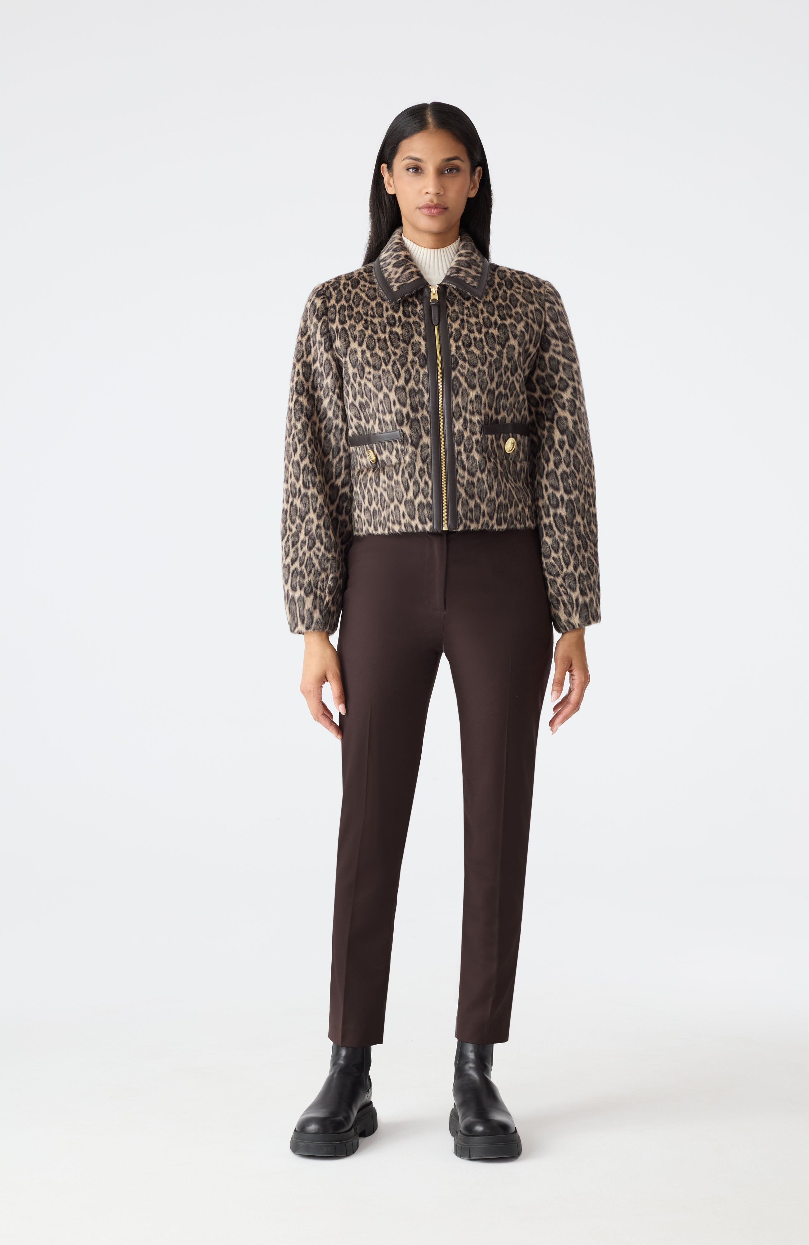 LORAH-A Animal-Print Cropped Leather Jacket for Women | Mackage® US