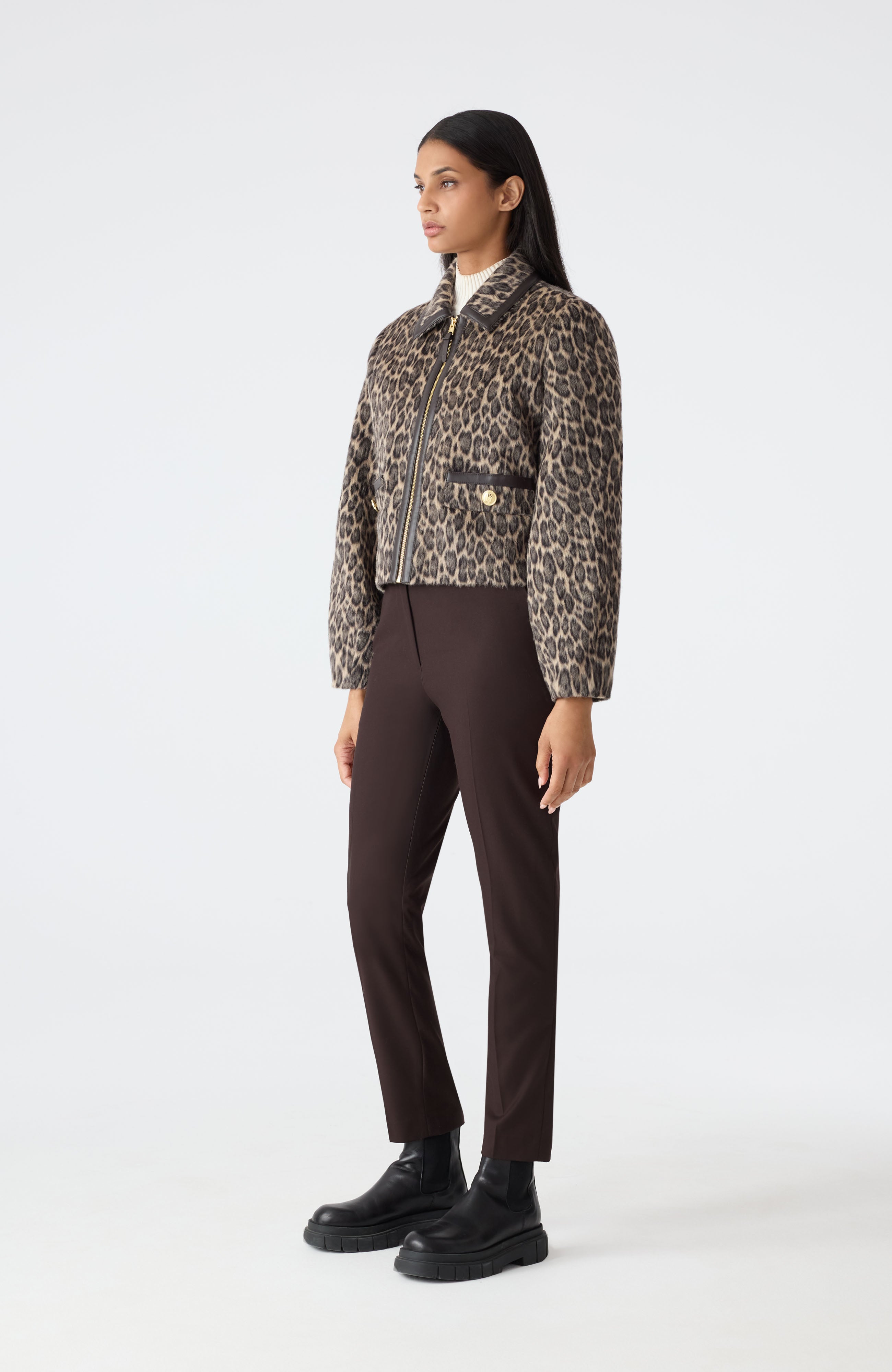 LORAH-A Animal-Print Cropped Leather Jacket for Women | Mackage® US