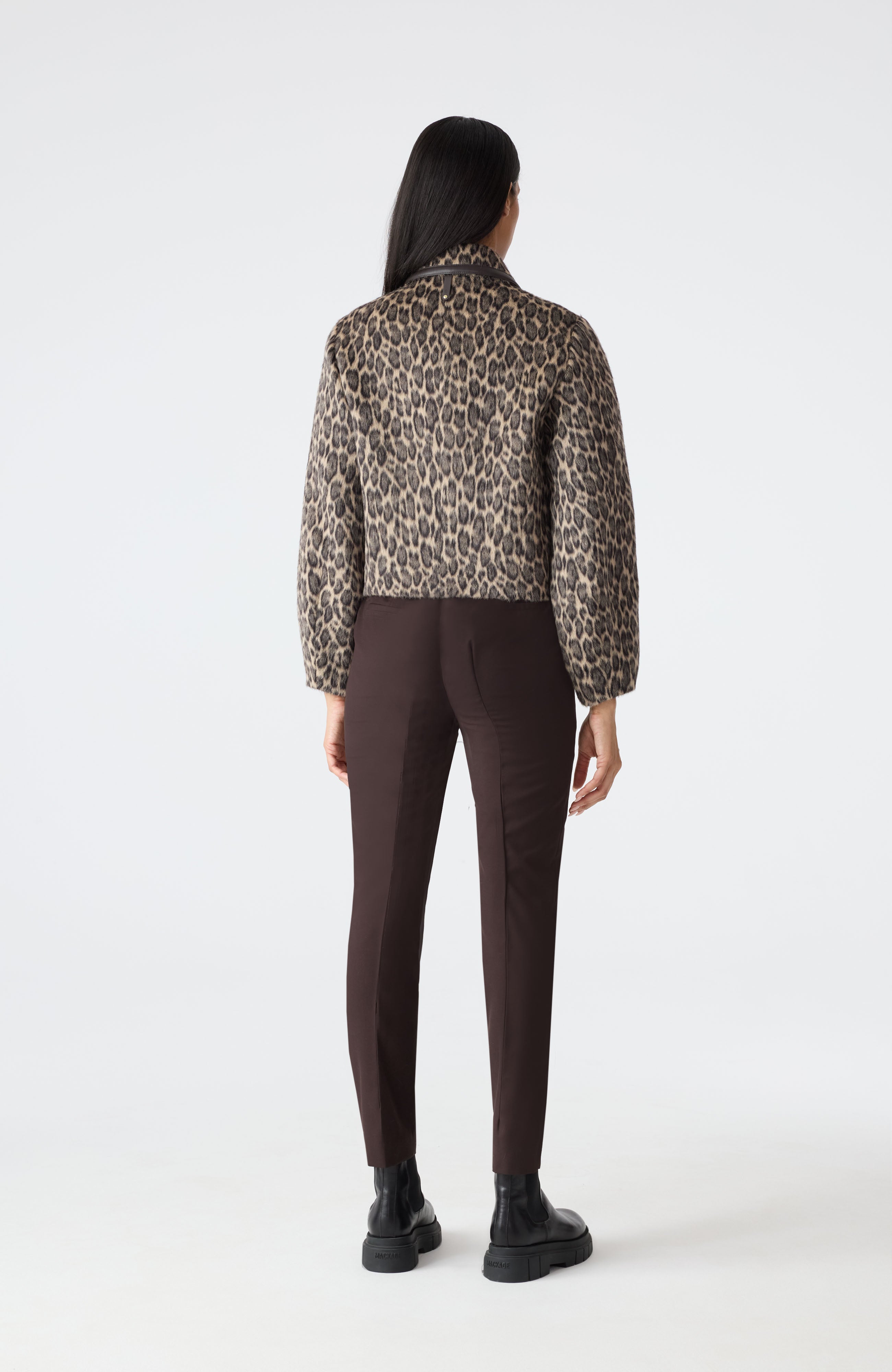 ジャケット・アウター Leather & UNIQLO DOWN & Leopard Jacket LORAH-A Animal-Print Cropped Leather Jacket for Women | Mackage® US