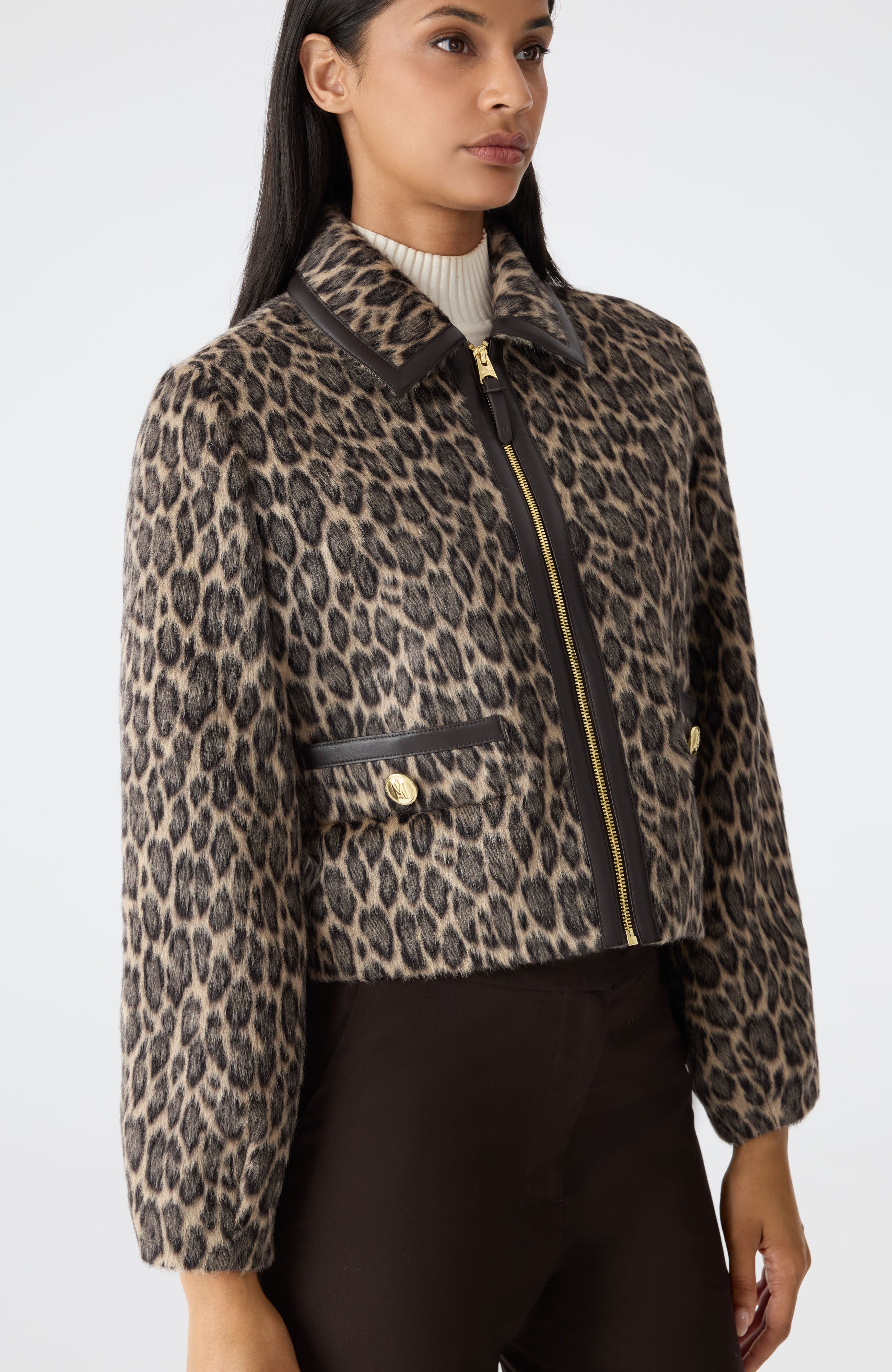LORAH-A Animal-Print Cropped Leather Jacket for Women | Mackage® US