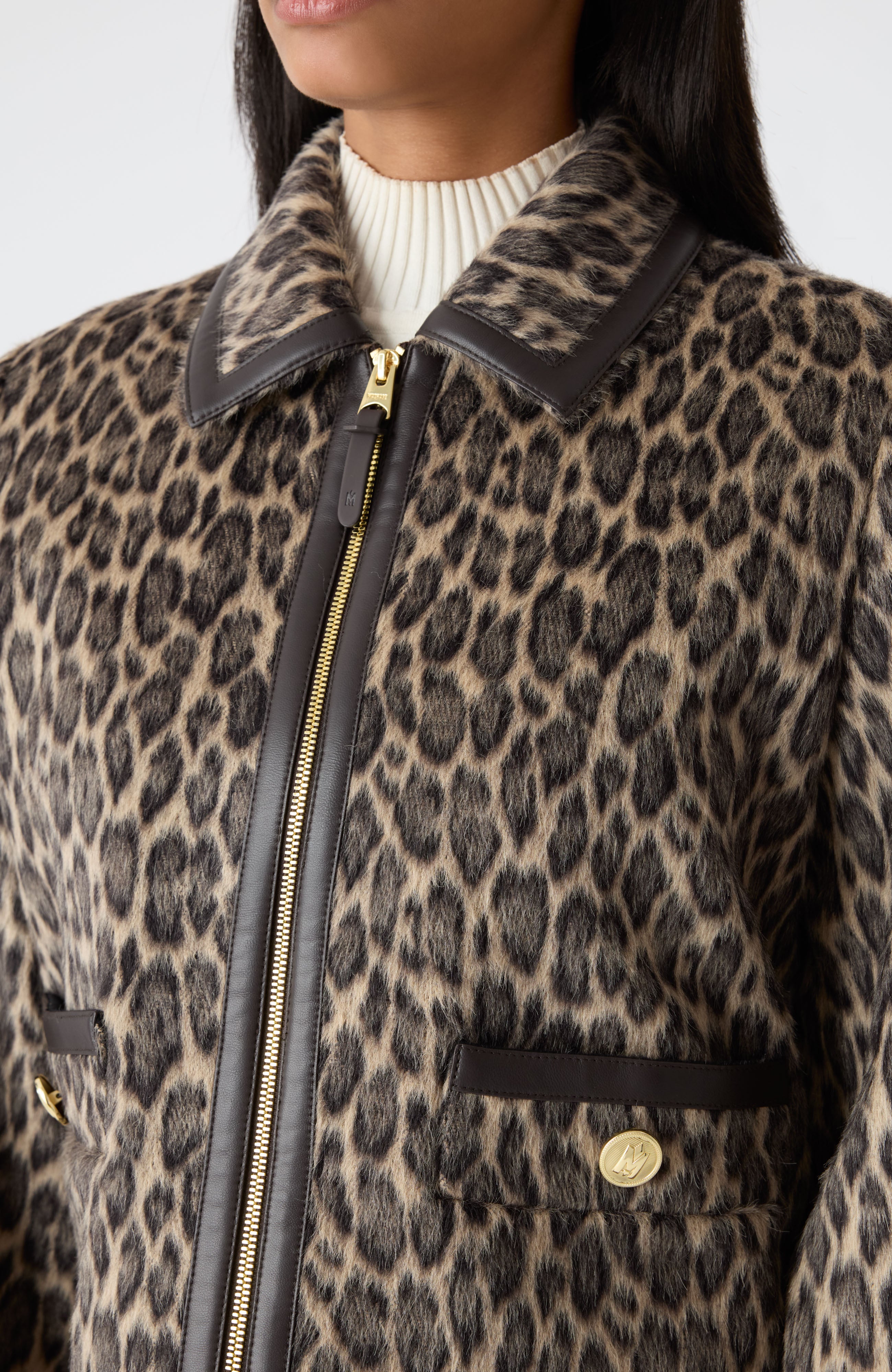 LORAH-A Animal-Print Cropped Leather Jacket for Women | Mackage® US