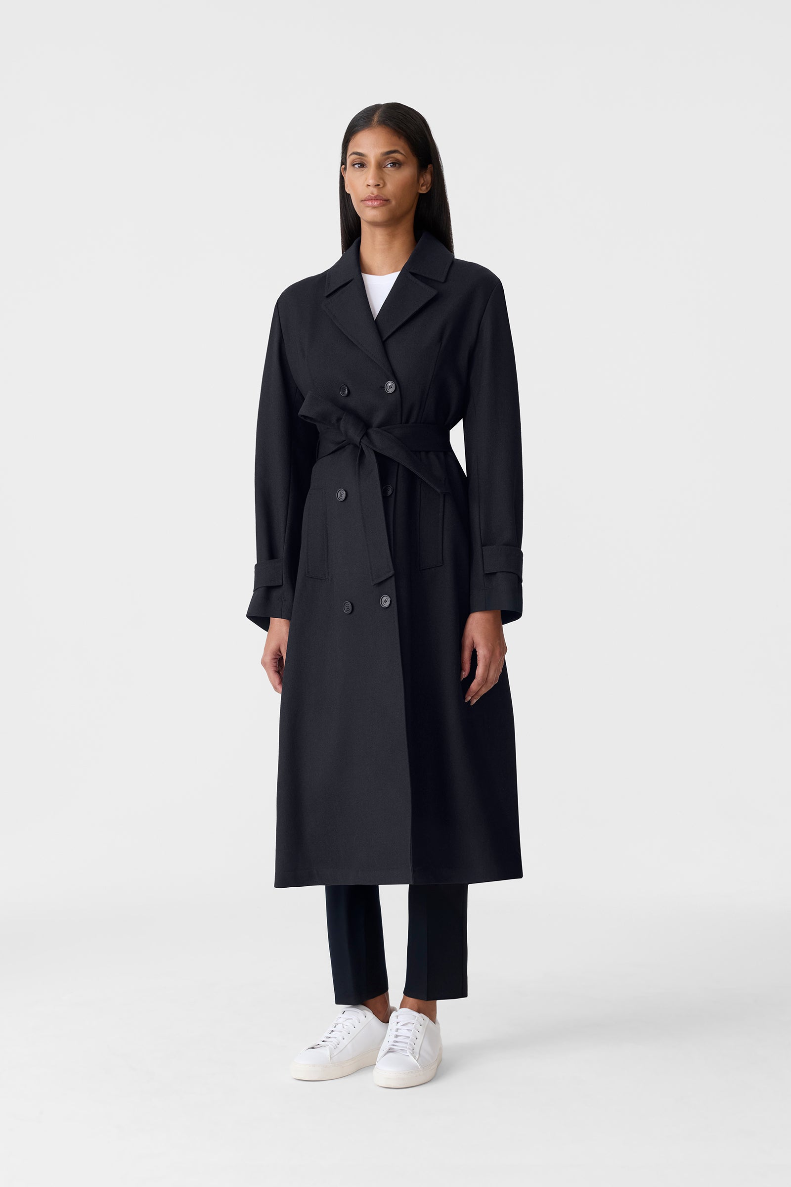 LORNA Wool Gabardine Trench Coat for Women | Mackage® US