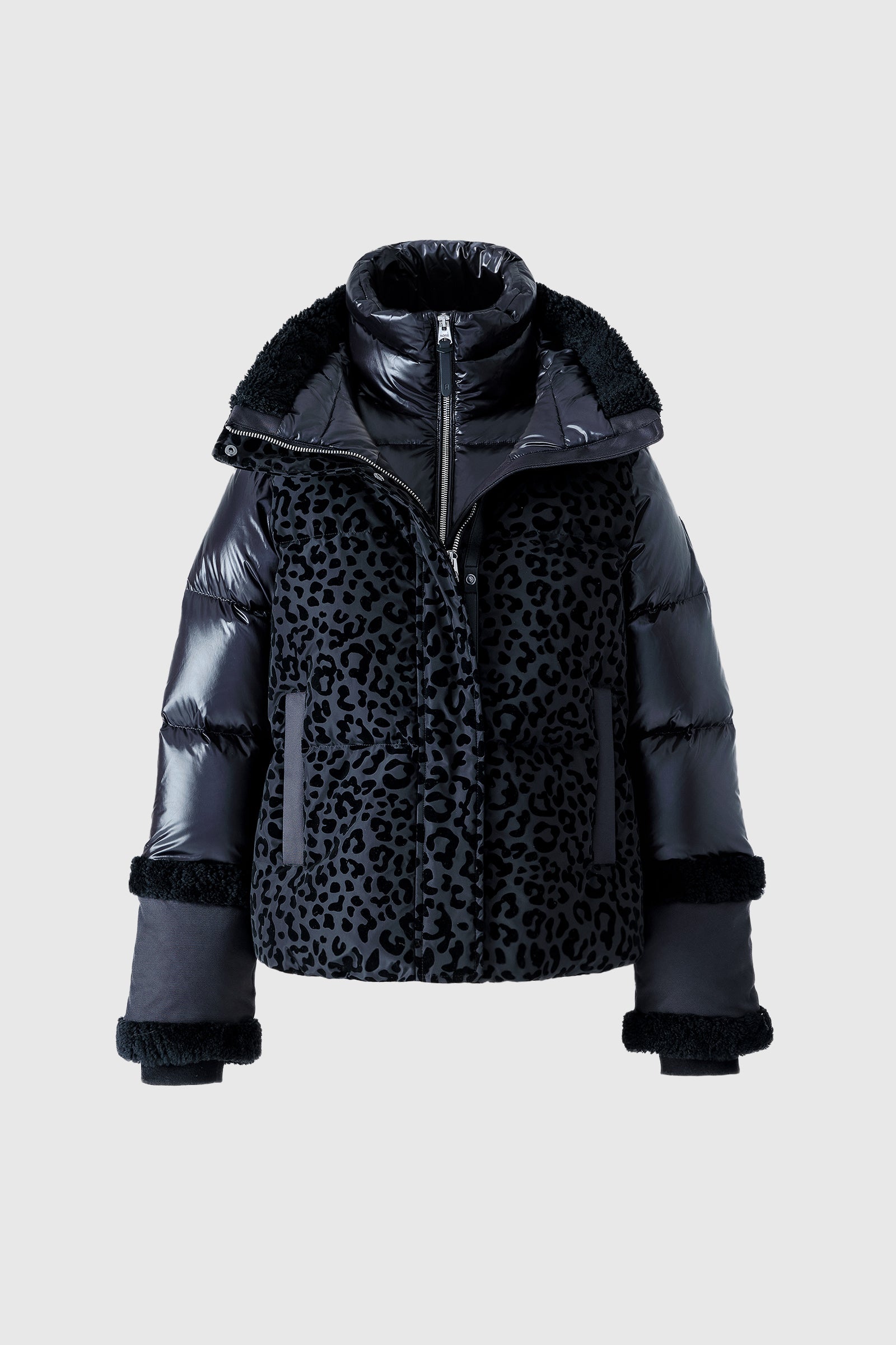 LYDANA-FLP Down Jacket With Removable Bib and Shearling Trim for