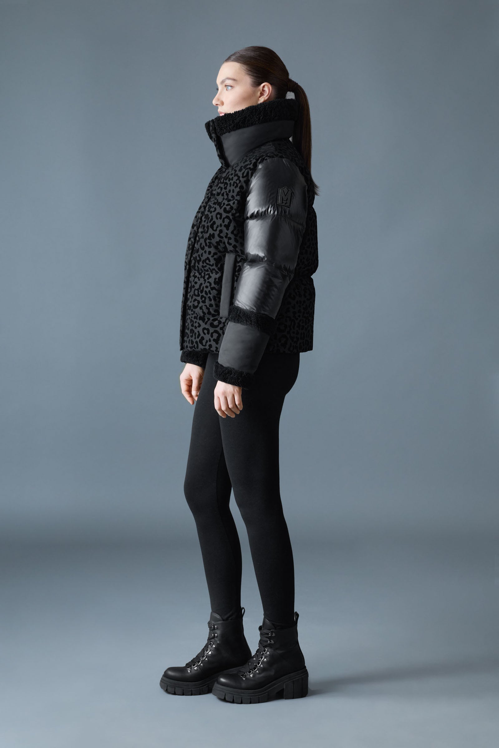 LYDANA-FLP Down Jacket - removable Bib & Shearling Trim for Women