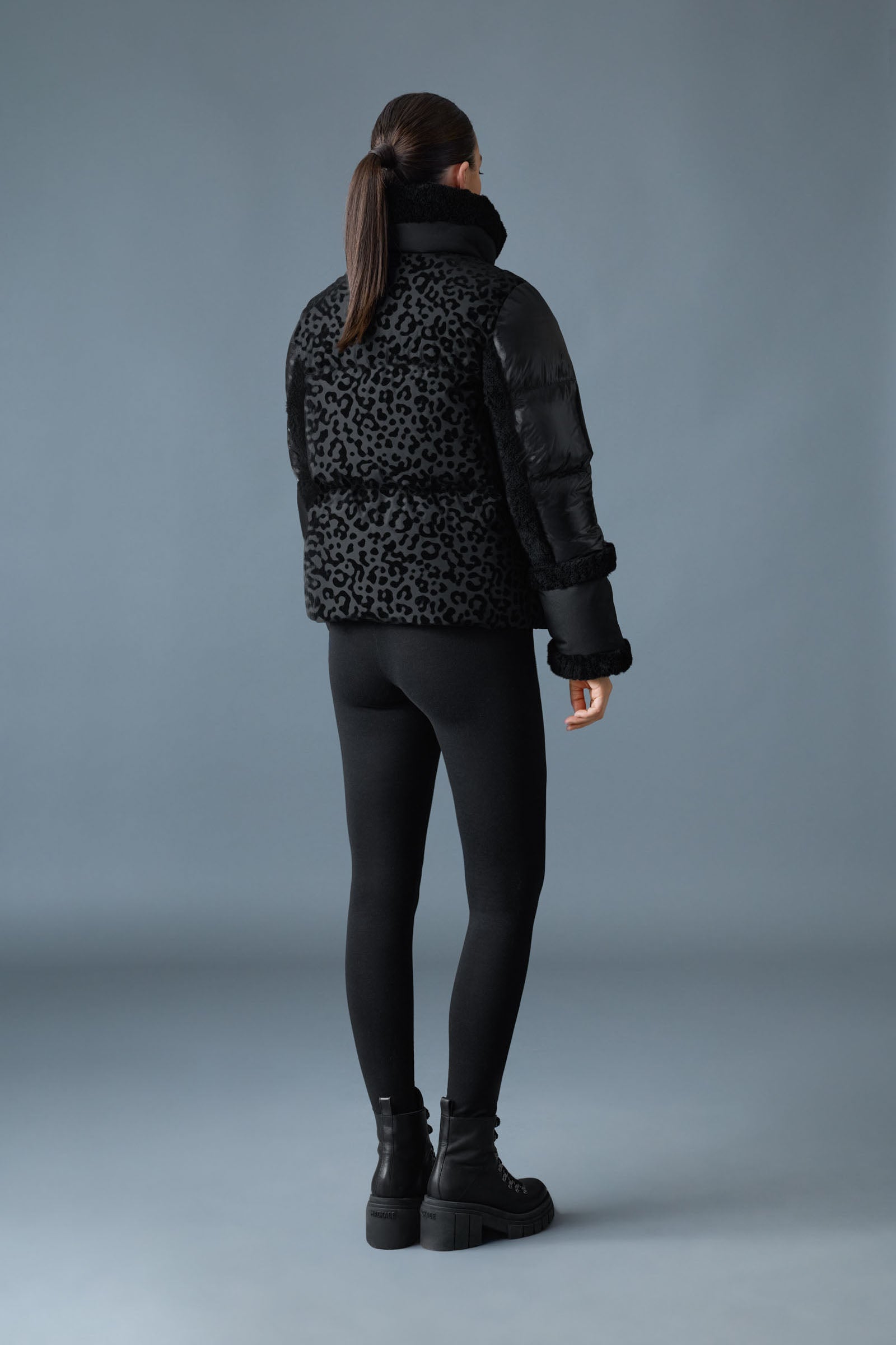 LYDANA-FLP Down Jacket - removable Bib & Shearling Trim for Women