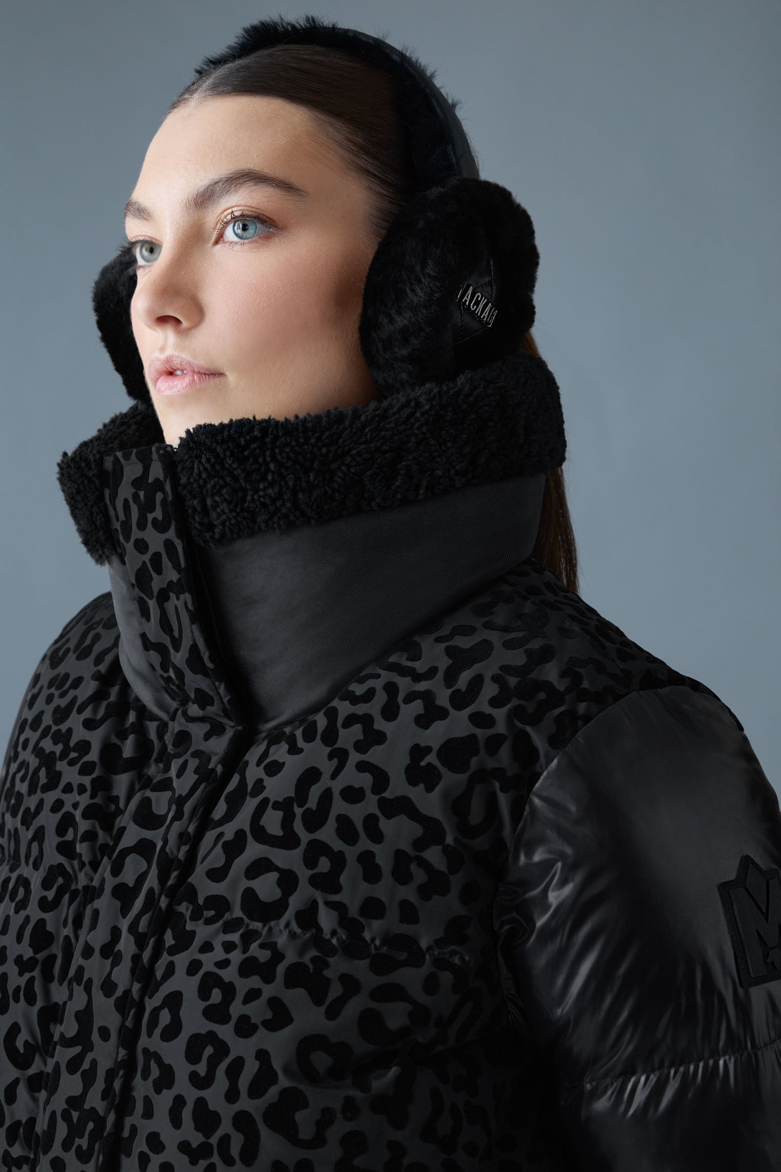 LYDANA-FLP Down Jacket With Removable Bib and Shearling Trim for