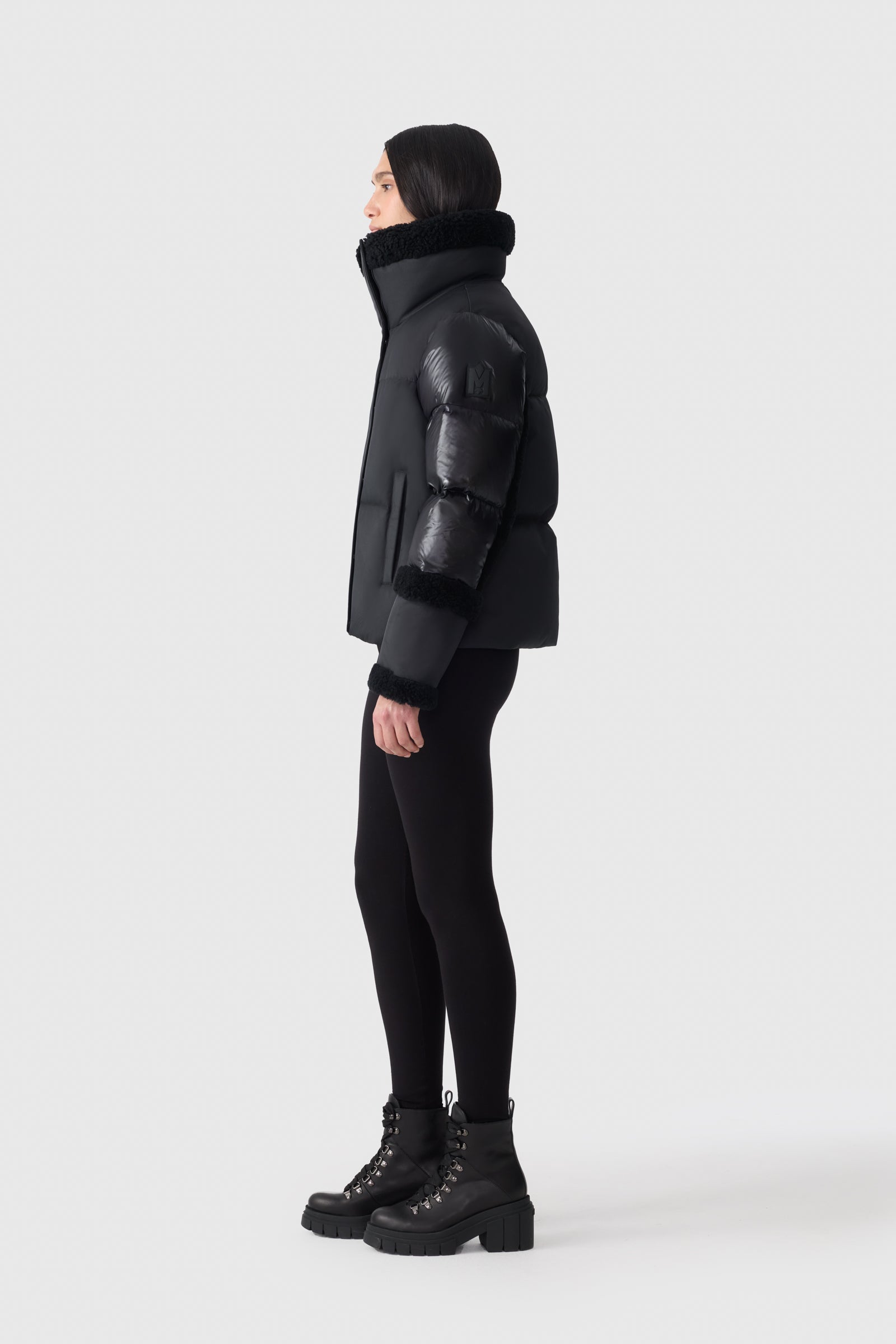 LYDANA Down Jacket With Shearling Trim & Removable Bib for Women