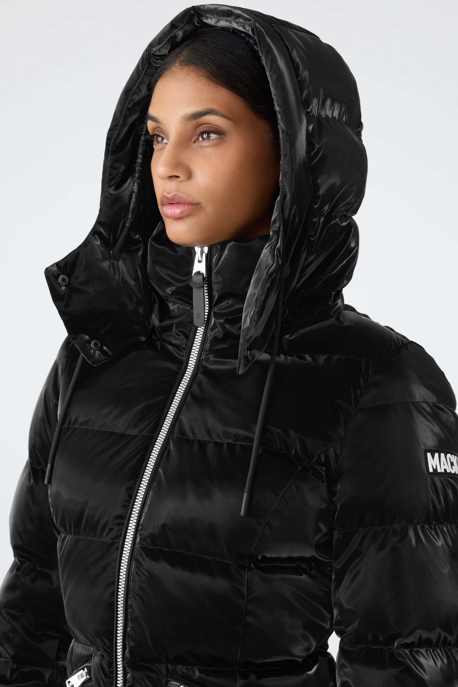 【本日限定特価！】MACKAGE完売品　ブラックダウンJK XS MADALYN-GLO High-Gloss Down Jacket - removable Hood for Women