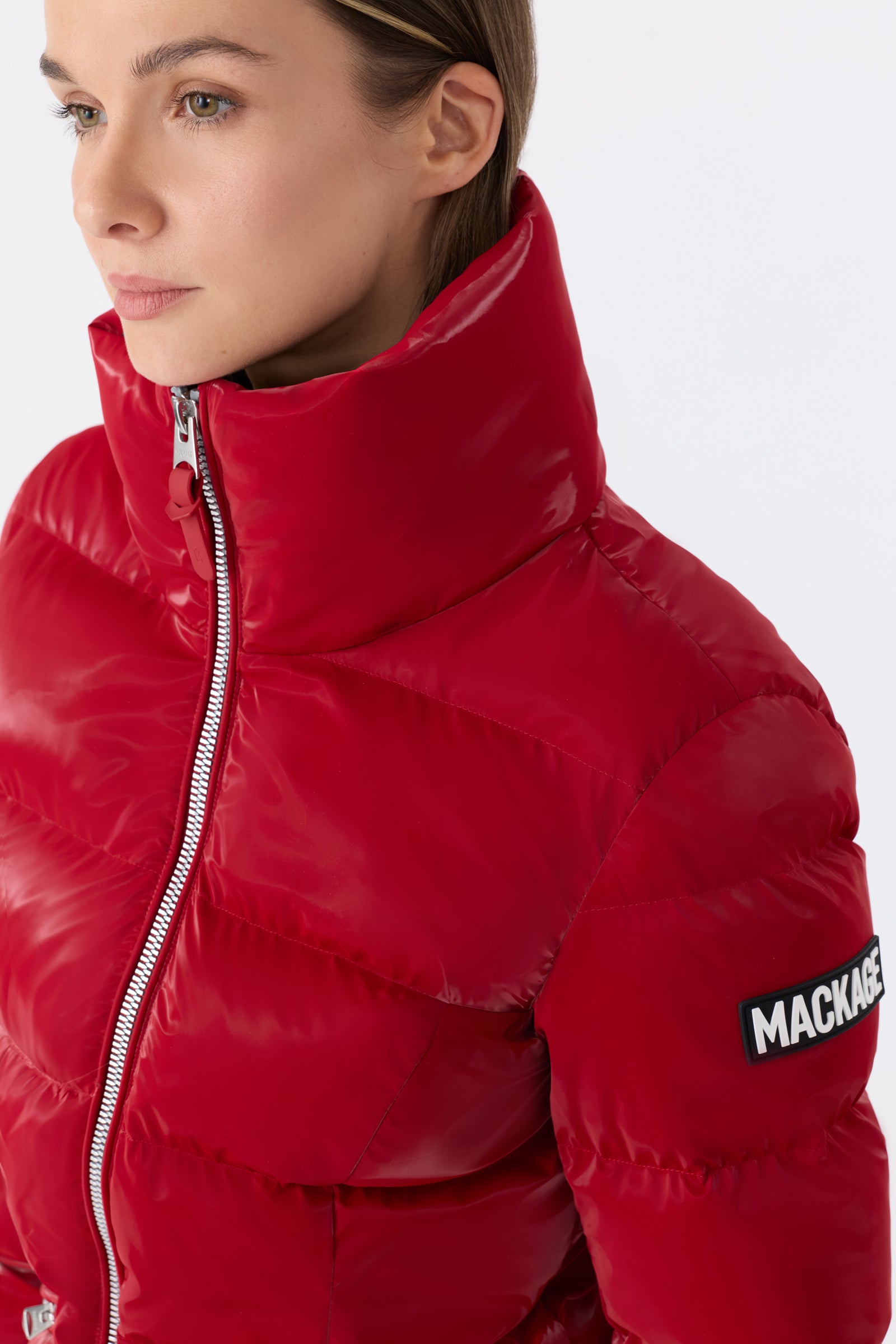 MADALYN-GLO High-Gloss Down Jacket - removable Hood for Women