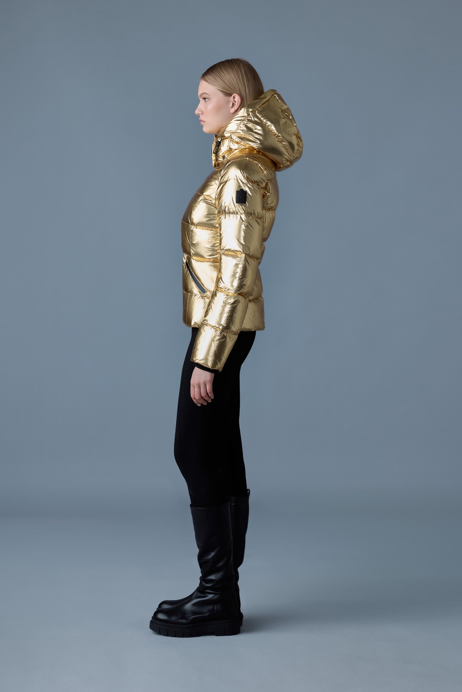 Madalyn-M, metallic laminate down jacket | Mackage® US