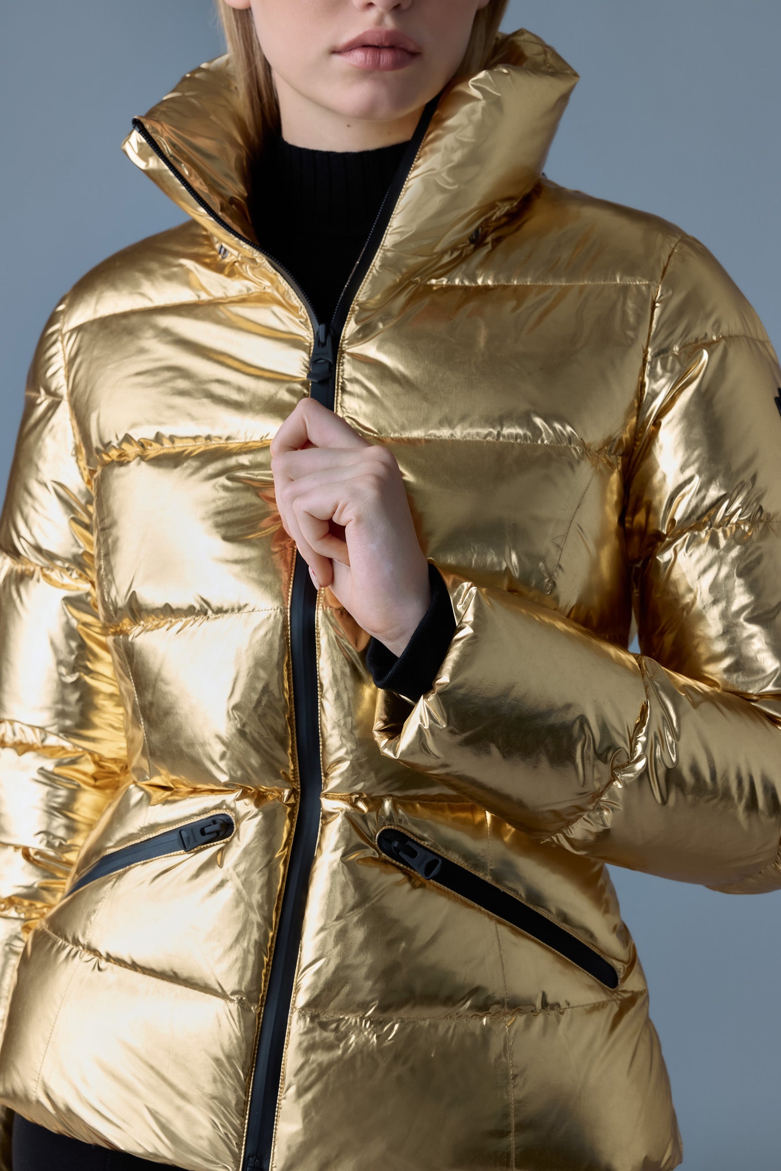 Madalyn-M, metallic laminate down jacket | Mackage® US