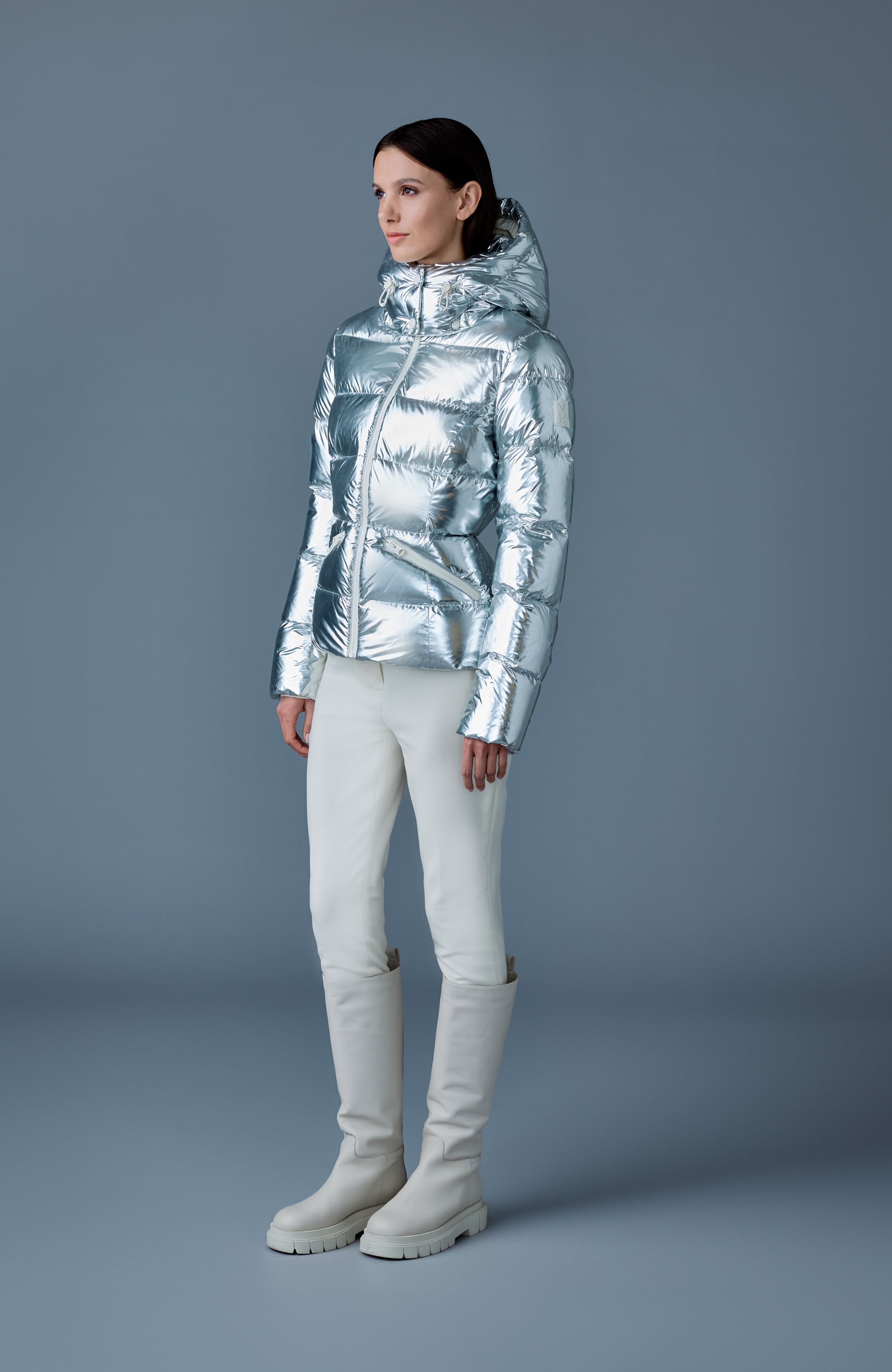 Madalyn-M, metallic laminate down jacket | Mackage® US