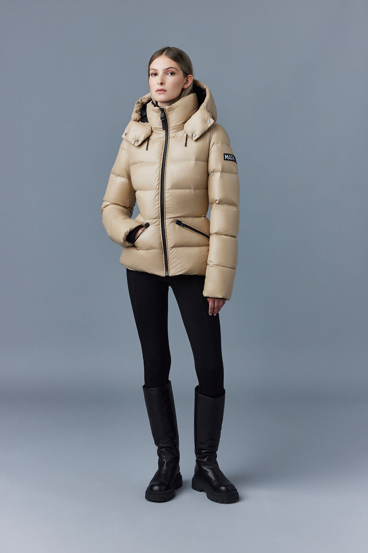 Madalyn, Lustrous light down jacket with hood for ladies | Mackage® US