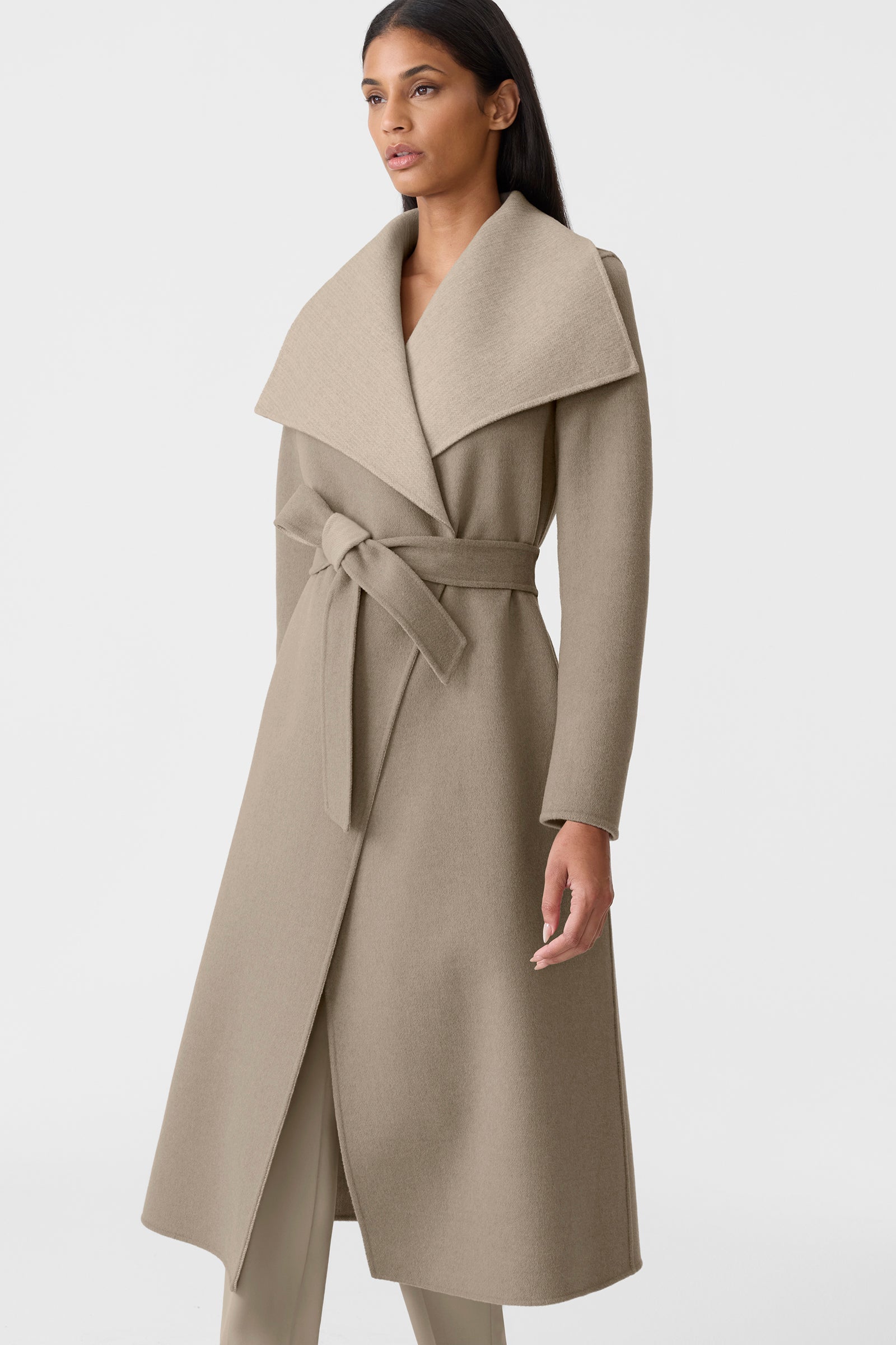 MAI-HB Herringbone wool wrap coat for Women | Mackage® US