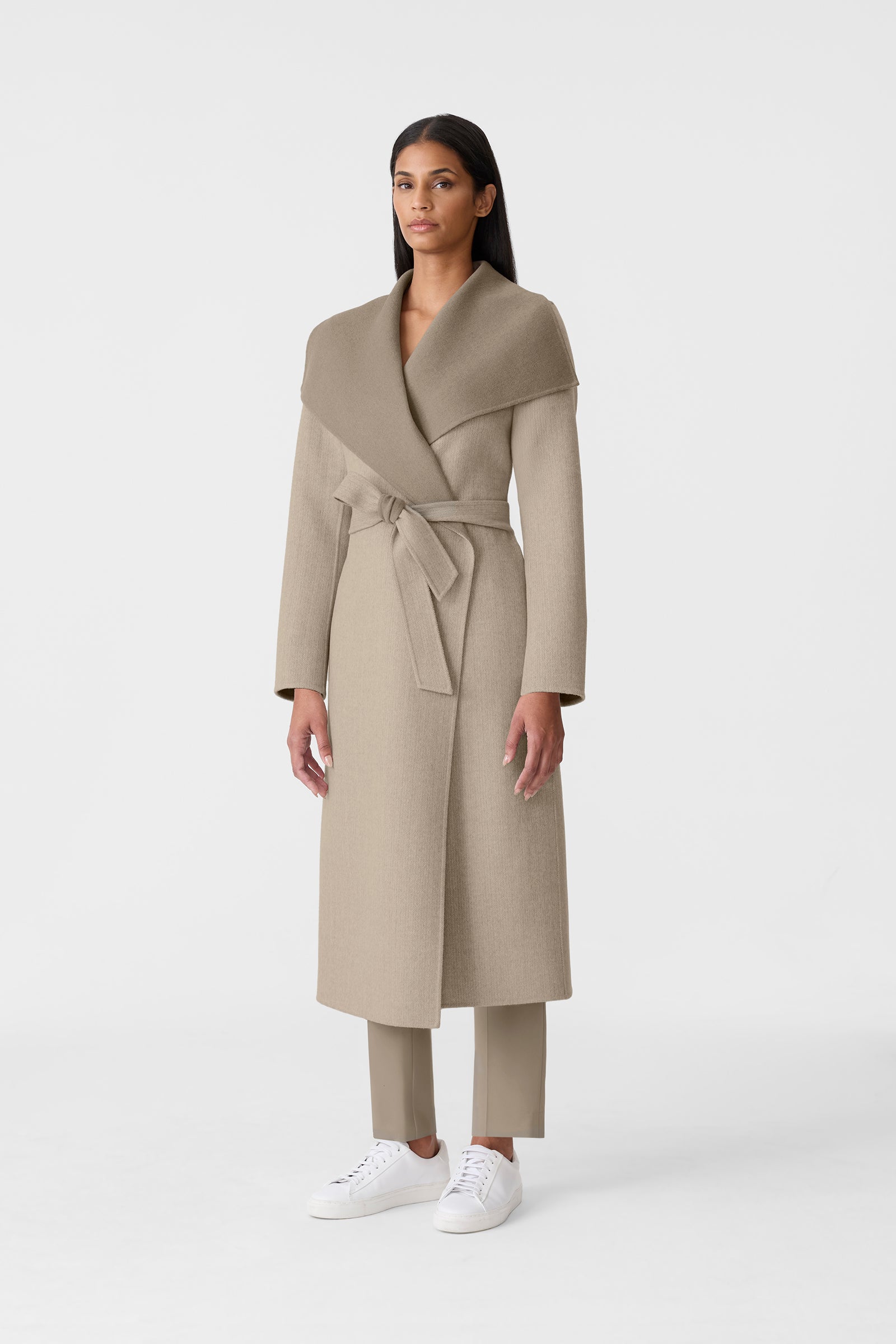 MAI-HB Herringbone wool wrap coat for Women | Mackage® US