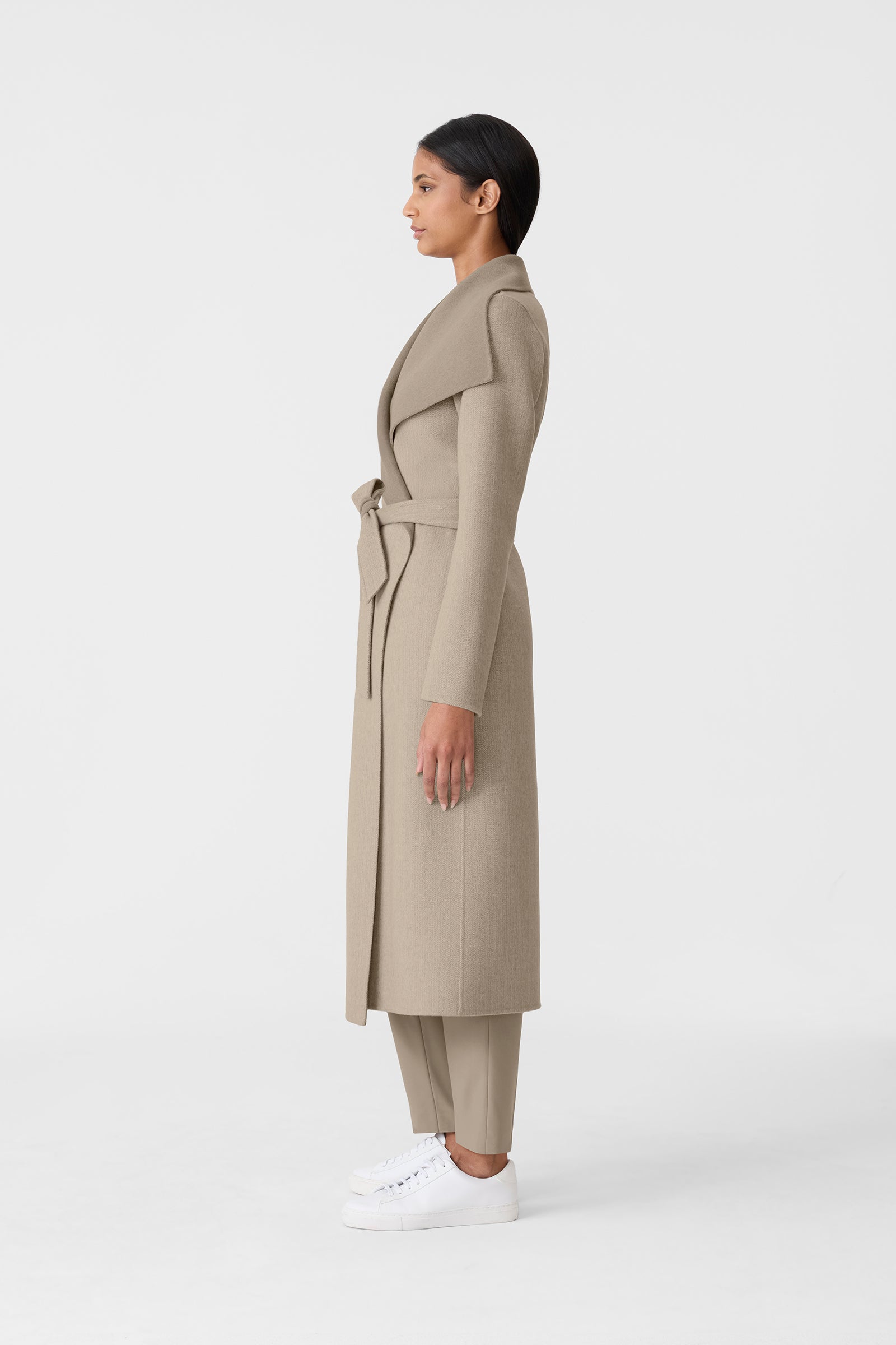 MAI-HB Herringbone wool wrap coat for Women | Mackage® US
