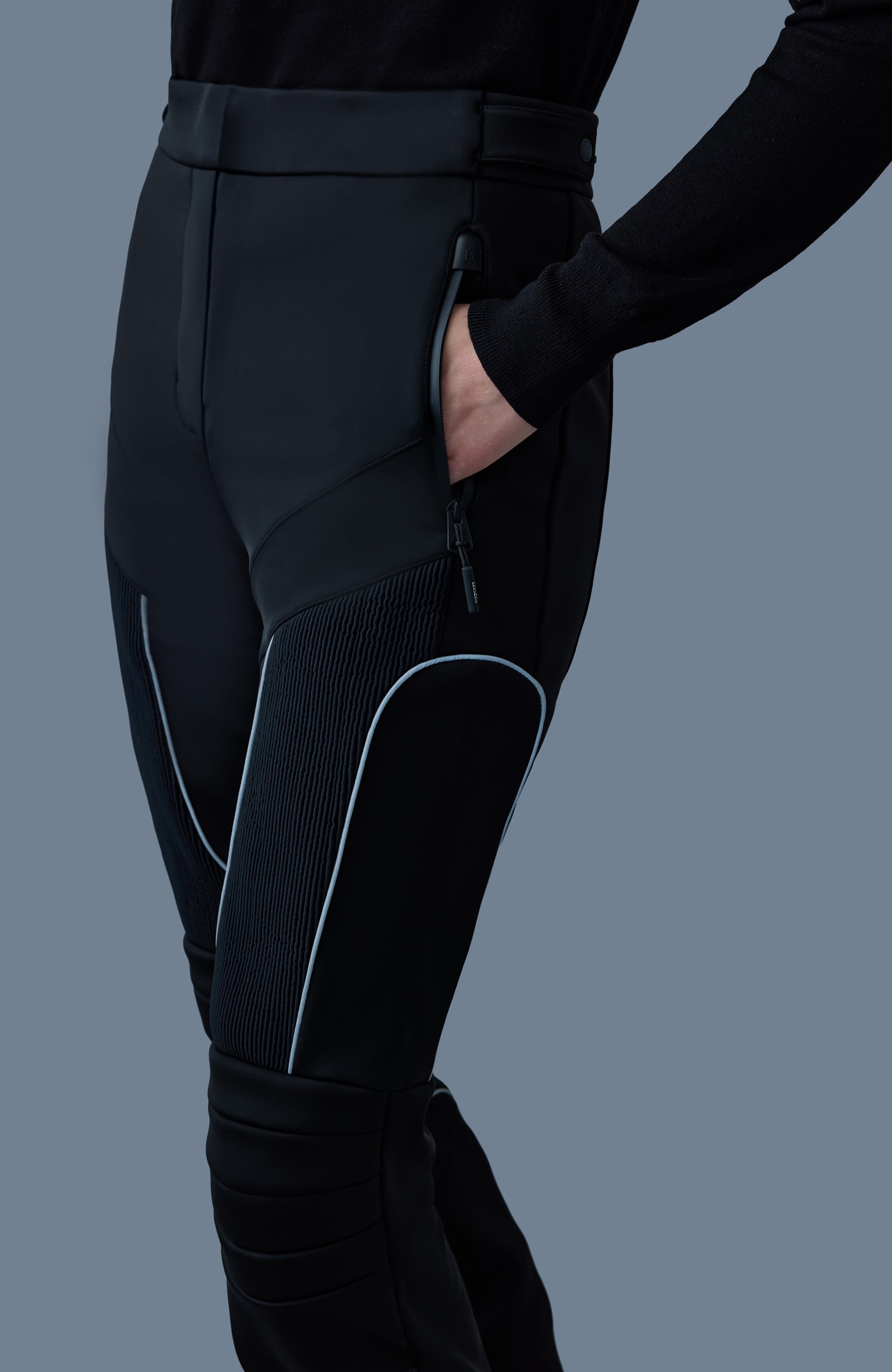 Maika, techno fleece ski pants with articulated knees and