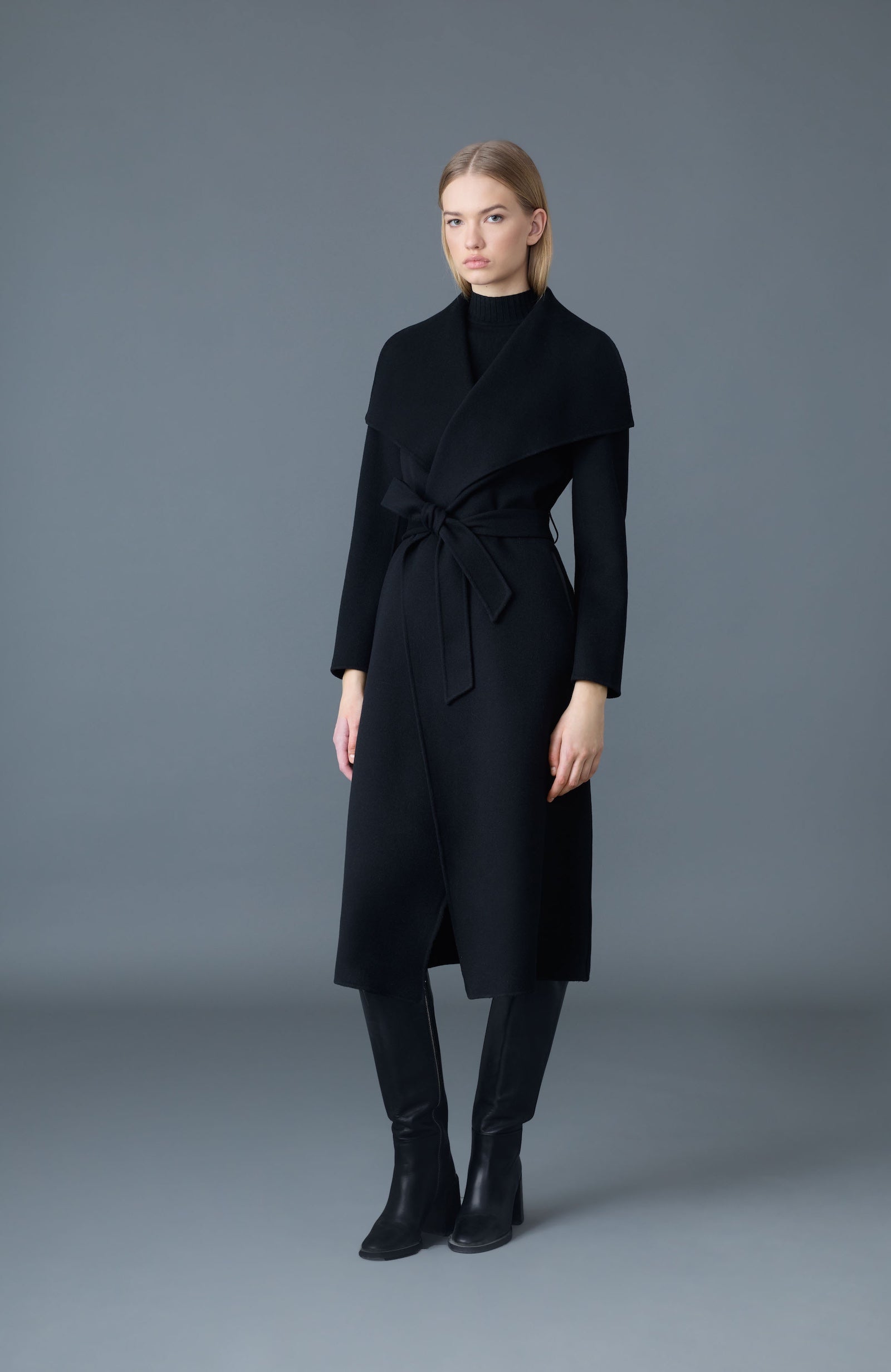 MAI Double-face wool wrap coat for Women | Mackage® US