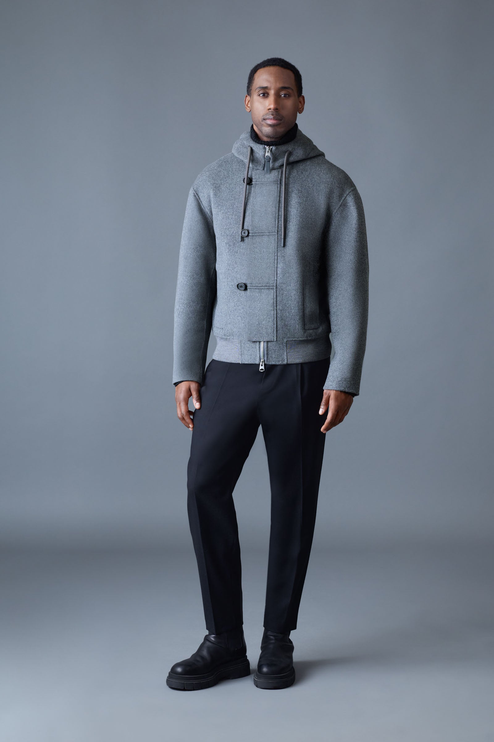 Malik, Double-Face Wool Hooded Jacket | Mackage® US