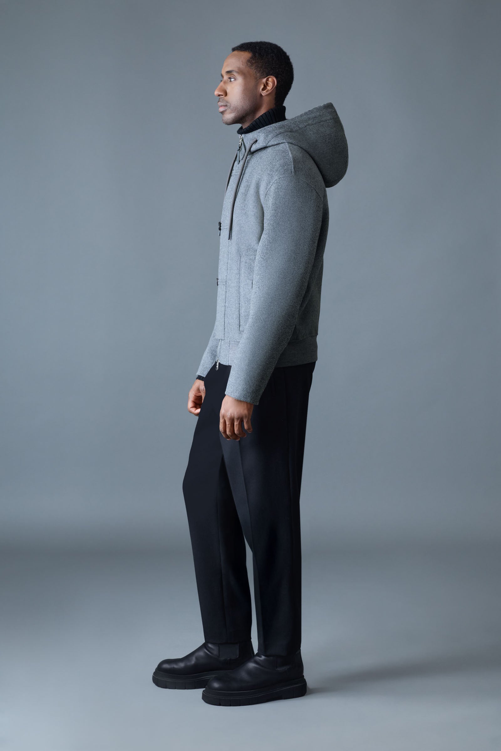 Malik, Double-Face Wool Hooded Jacket | Mackage® US