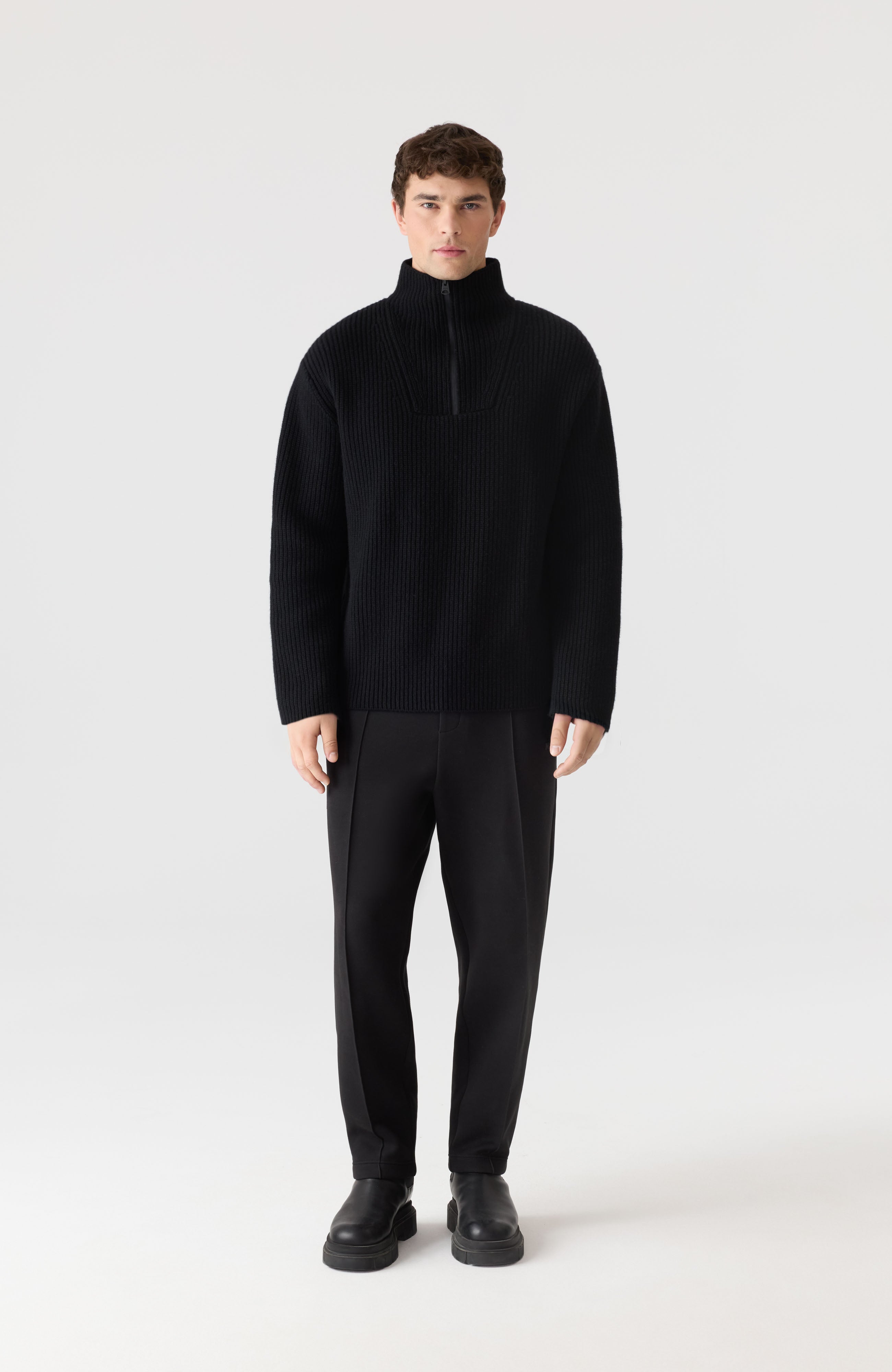 MARIO Fisherman Rib Quarter-Zip Pullover for Men | Mackage US