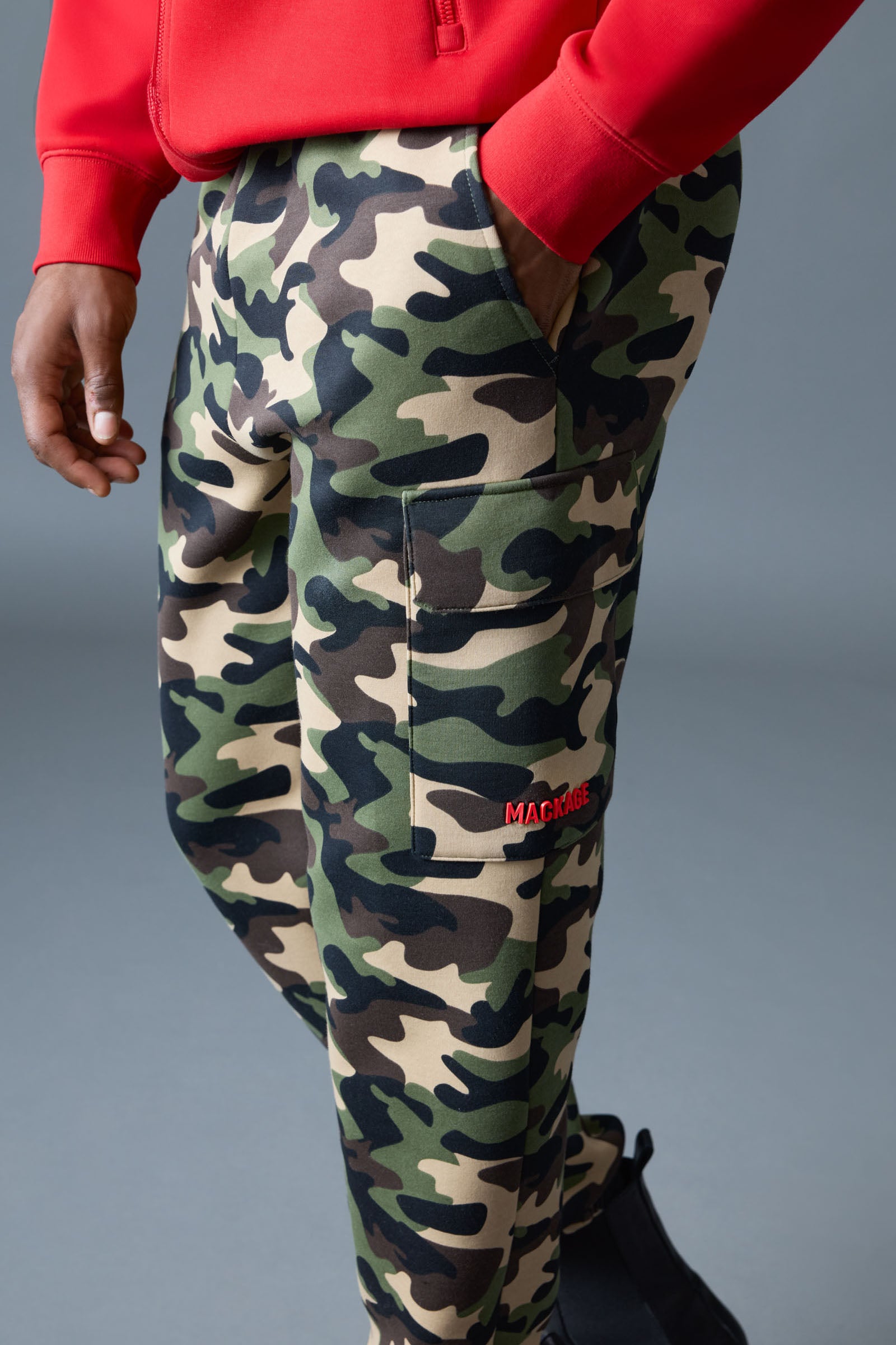 MARVIN-CAMO Mixed-Media Camo Sweatpants for Men | Mackage® US