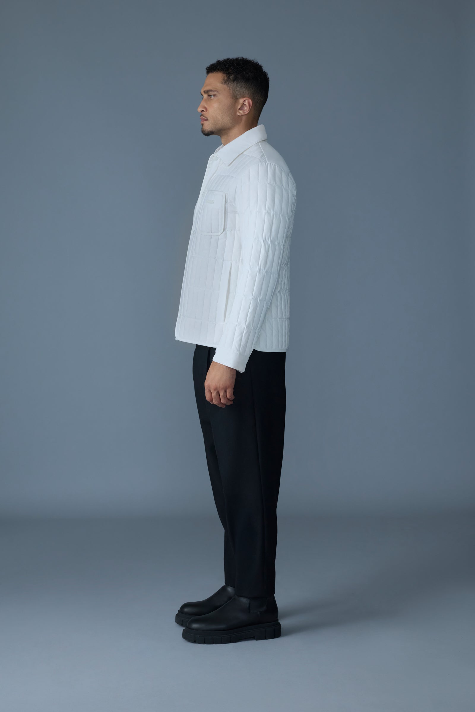 Mateo, Vertical quilted jacket with spread collar | Mackage® US