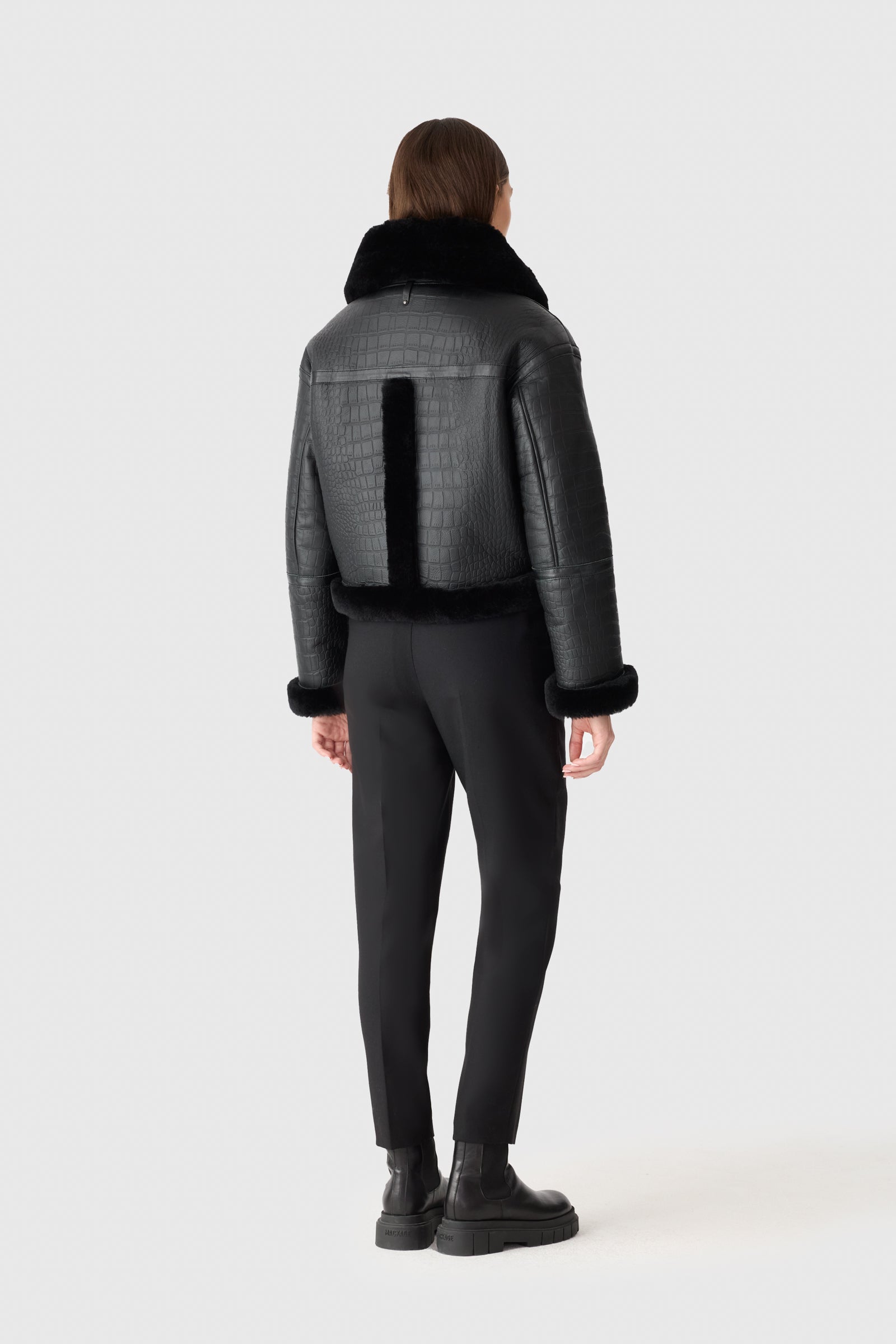 MAXOU Croc Embossed Oversized Shearling Jacket for Women | Mackage® US
