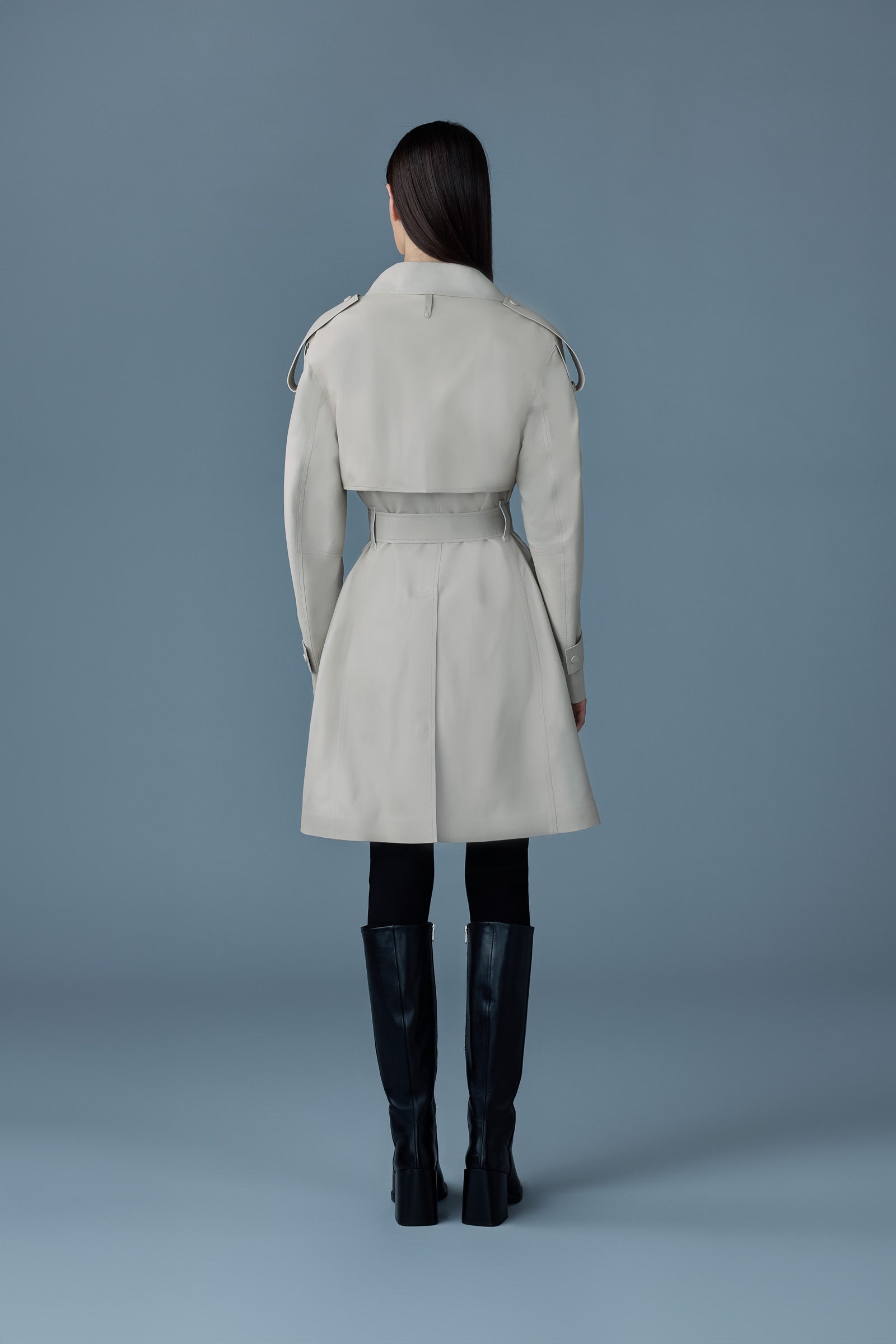 Medora, luster leather three-quarter coat | Mackage® US