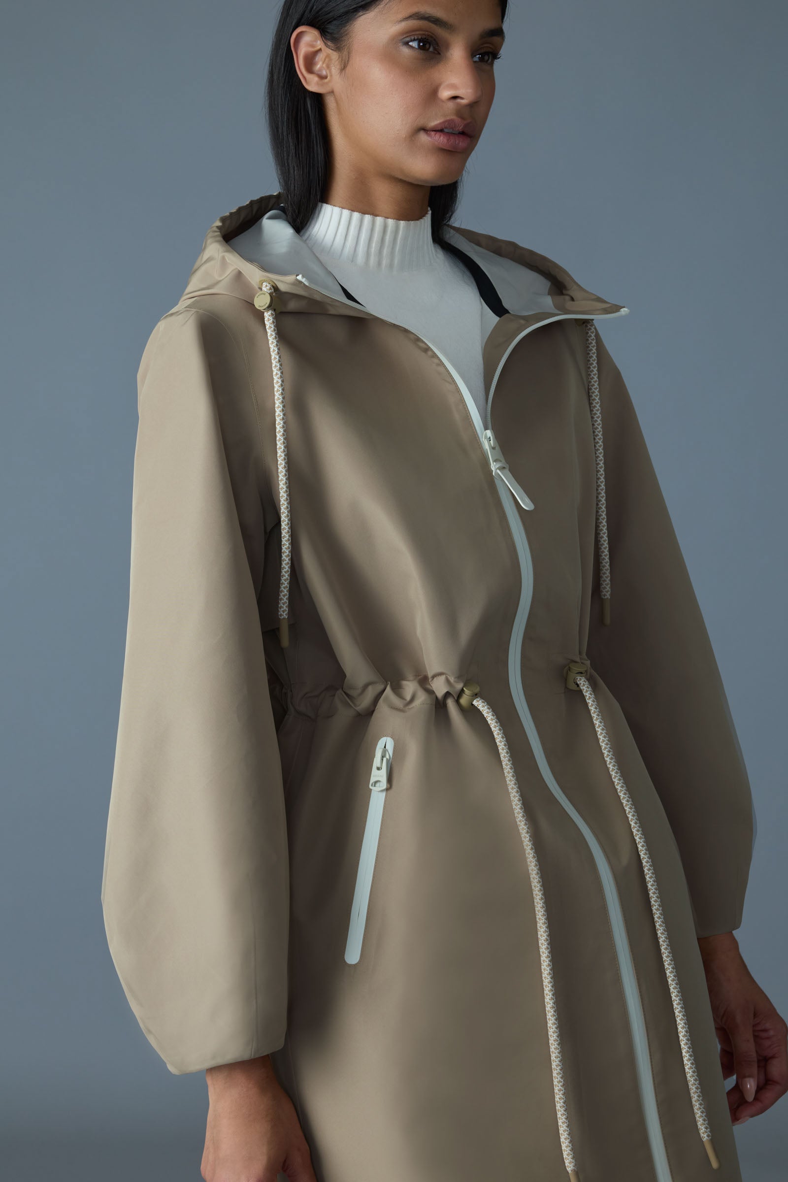 Mekelle-Z, Long recycled technical rain coat | Mackage® US