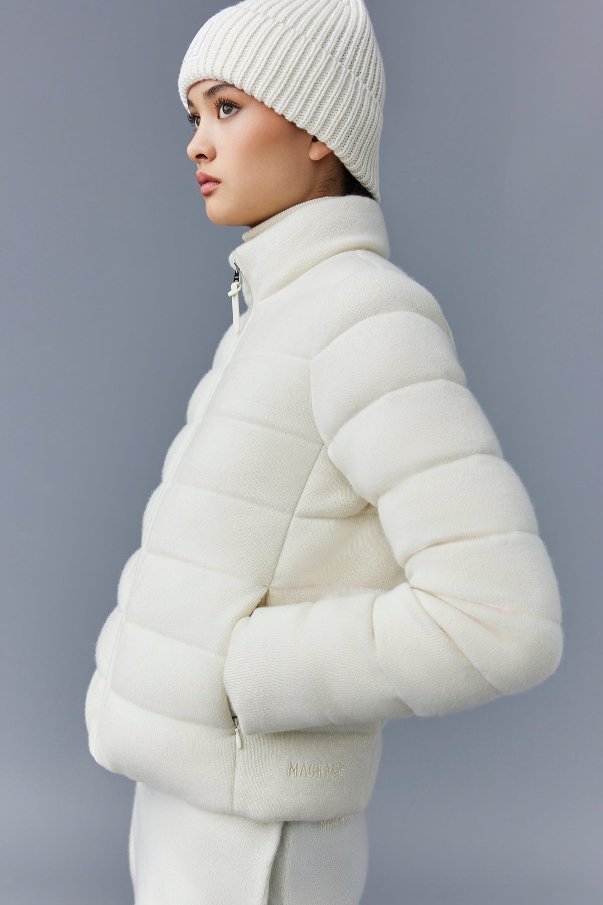 Melia, Cashmere Blend jacket with stand collar for ladies