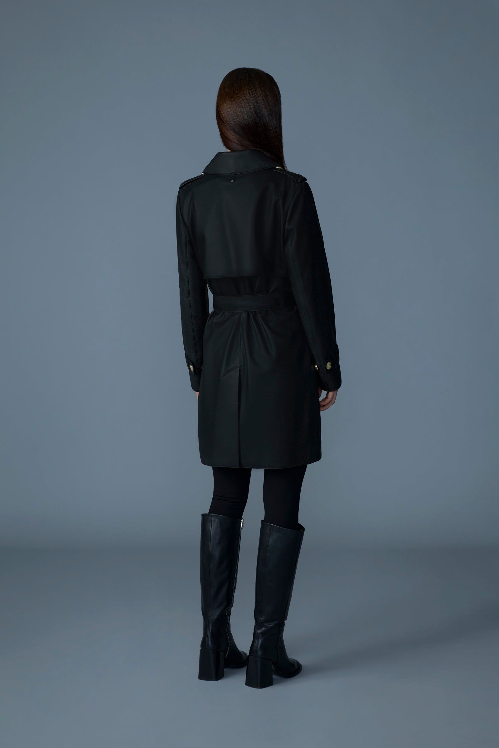 Mely, Long leather trench coat | Mackage® US