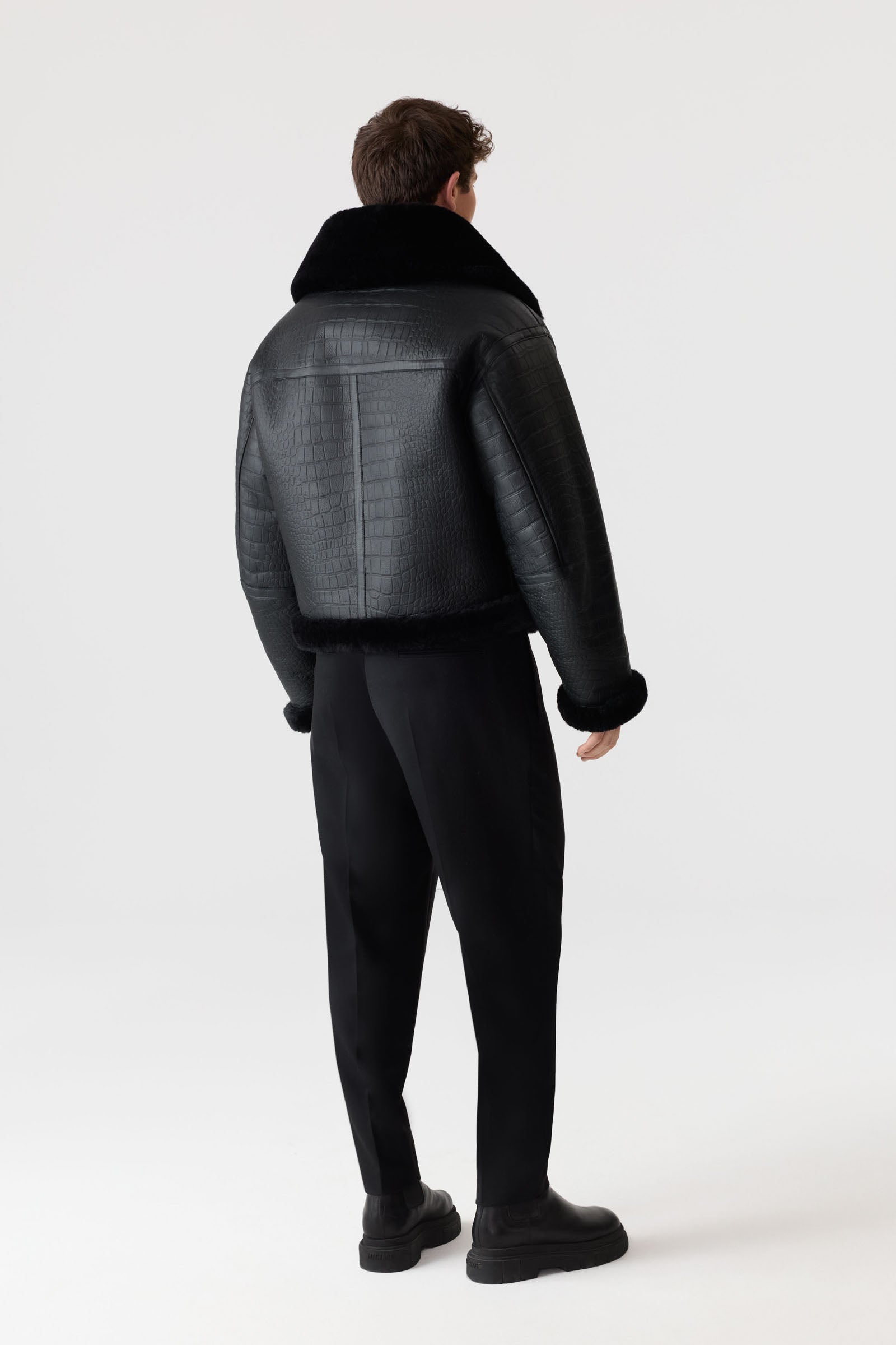 MEMPHIS Croc Embossed Oversized Shearling Jacket for Men | Mackage® US