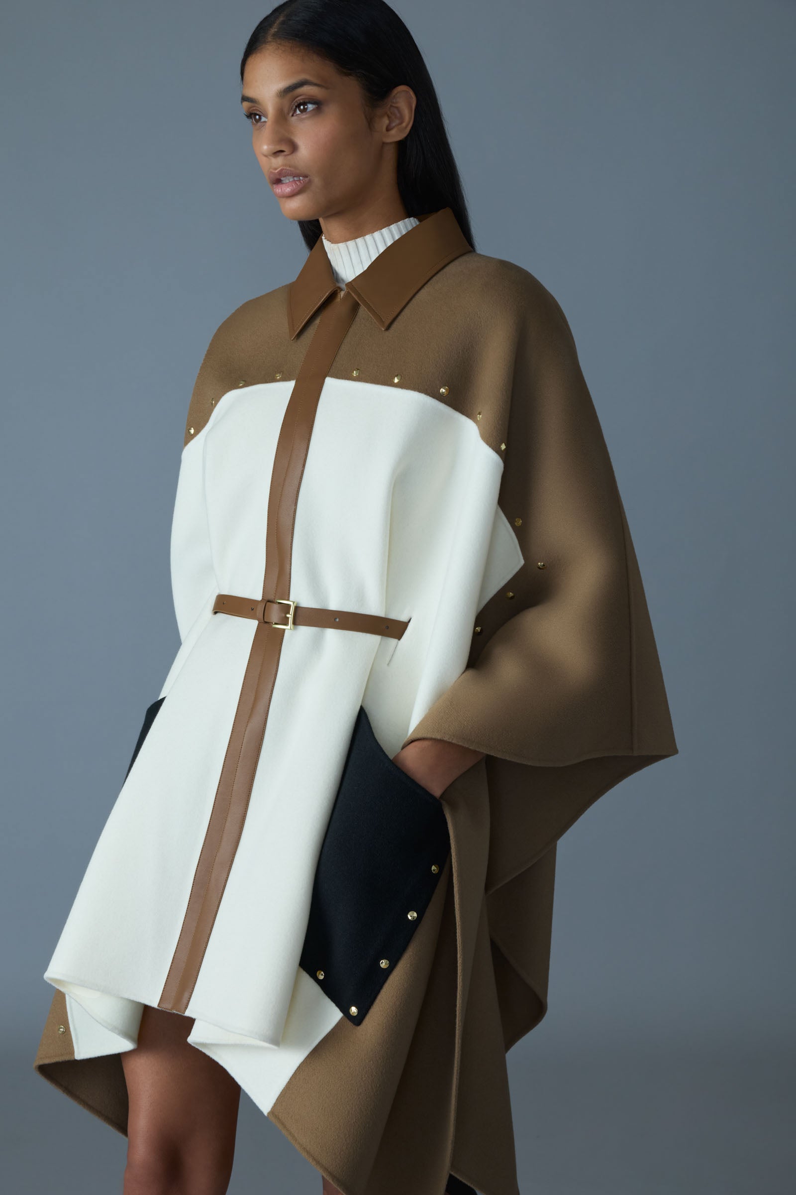 Moly, Studded Wool Cape Jacket | Mackage® US