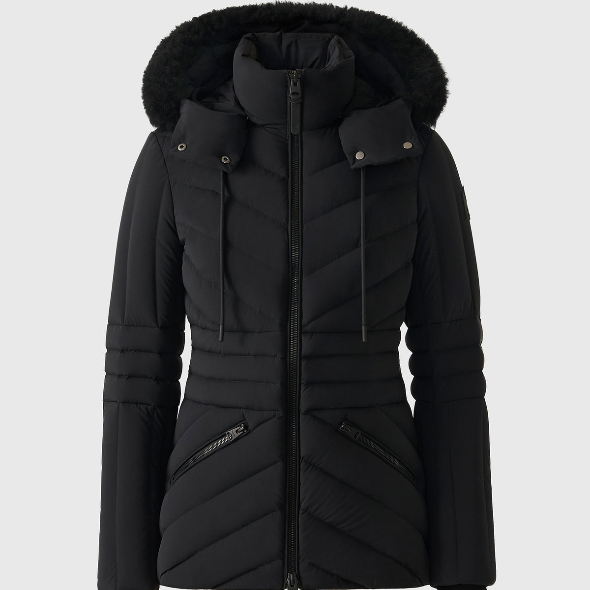 NADIA-SHZ Hooded Down Jacket With Shearling Trim for Women 