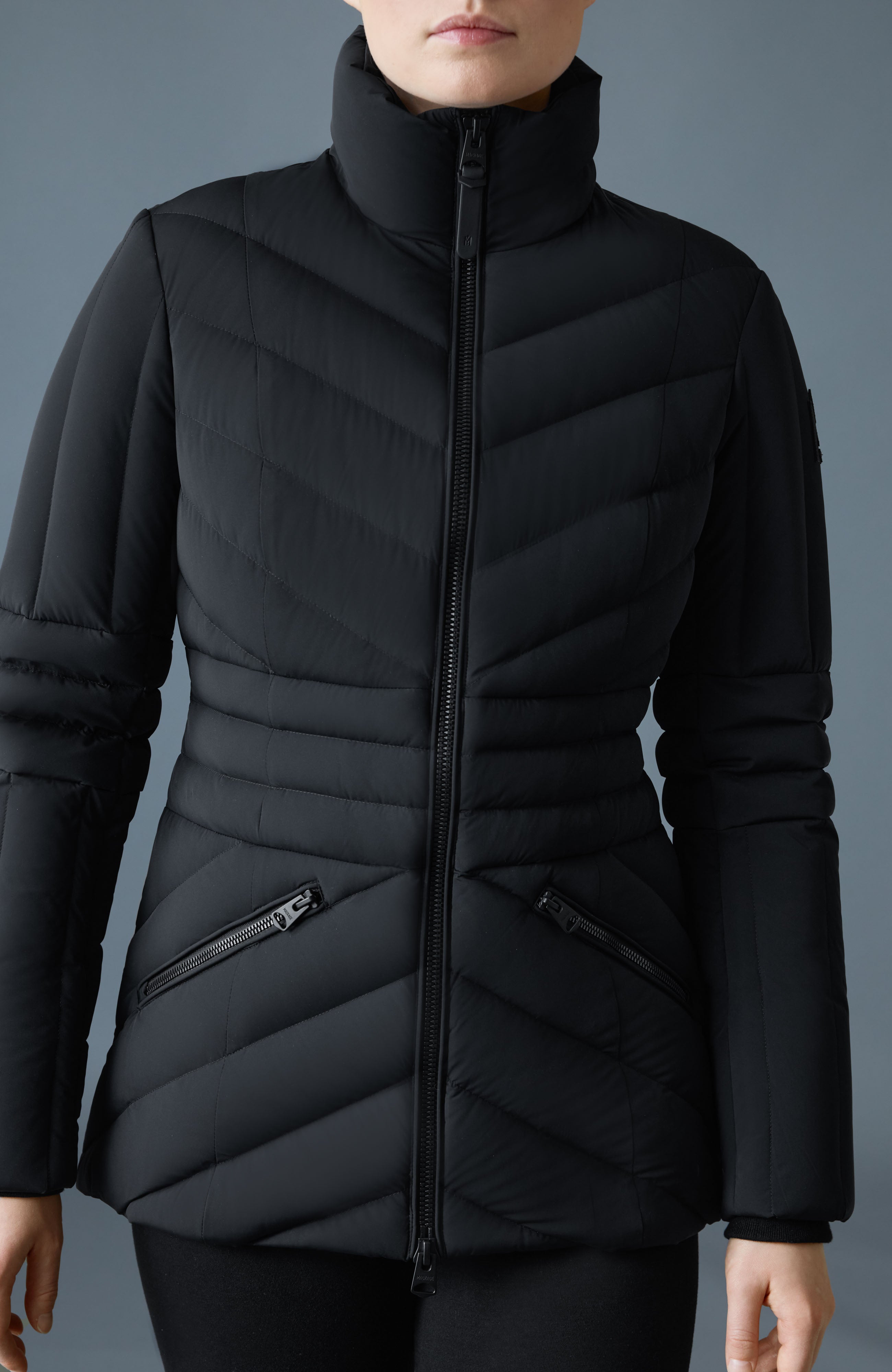 NADIA-SHZ Hooded Down Jacket With Shearling Trim for Women