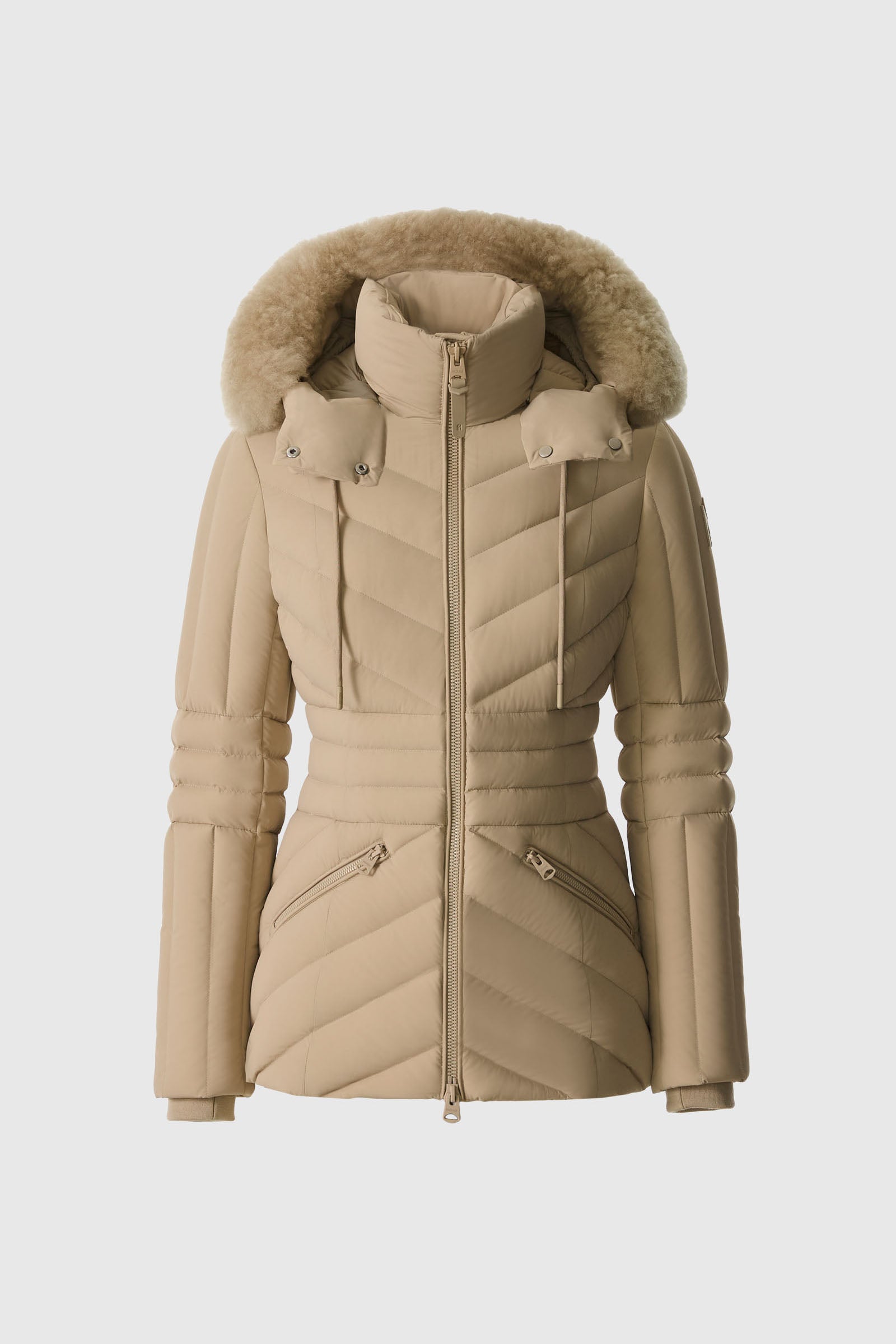 NADIA-SHZ Hooded Down Jacket With Shearling Trim for Women