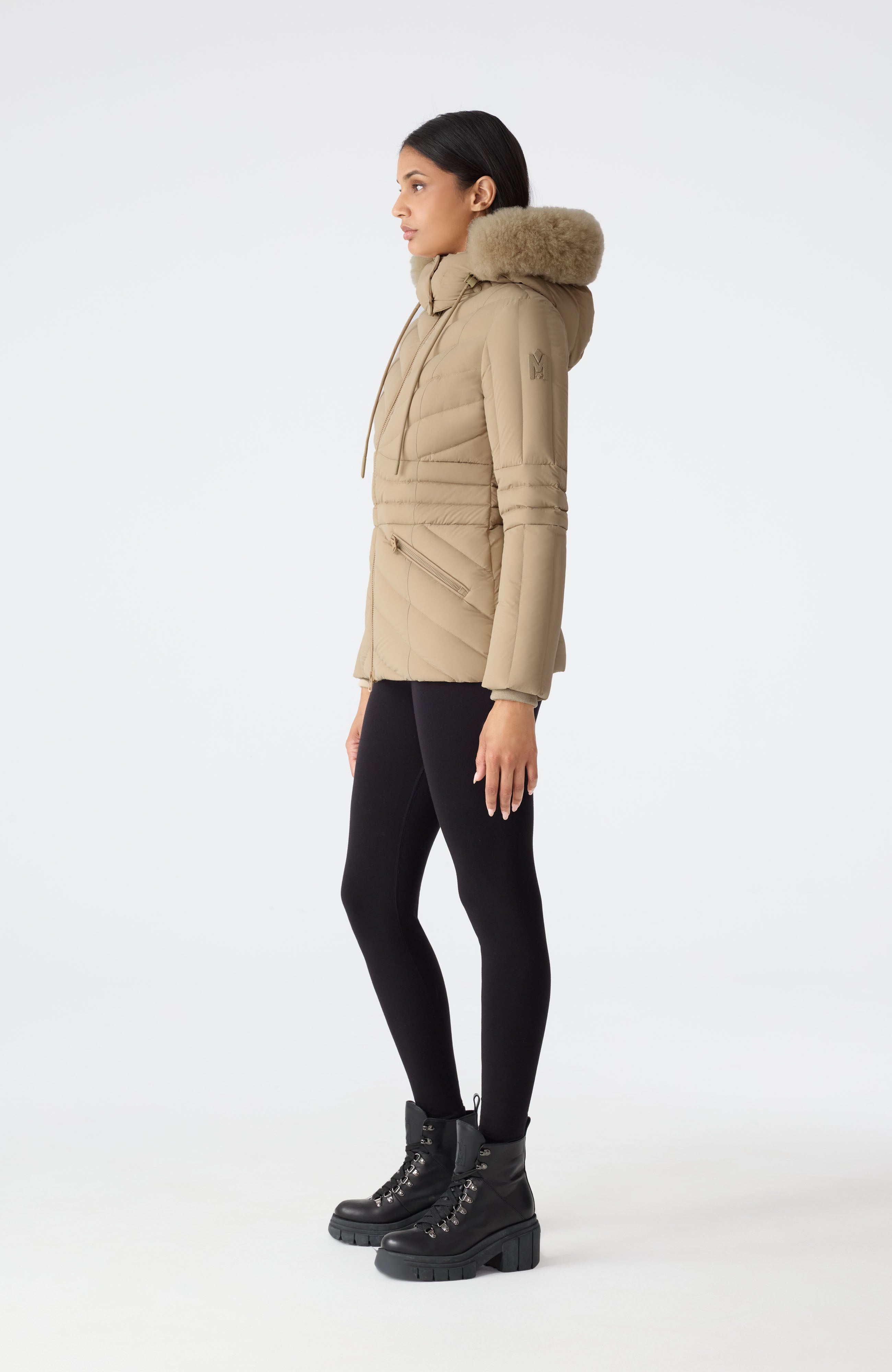 ❣️韓国人気❣️ Swimcity ナディア フード ジャケット アウター NADIA-SHZ Hooded Down Jacket With Shearling Trim for Women
