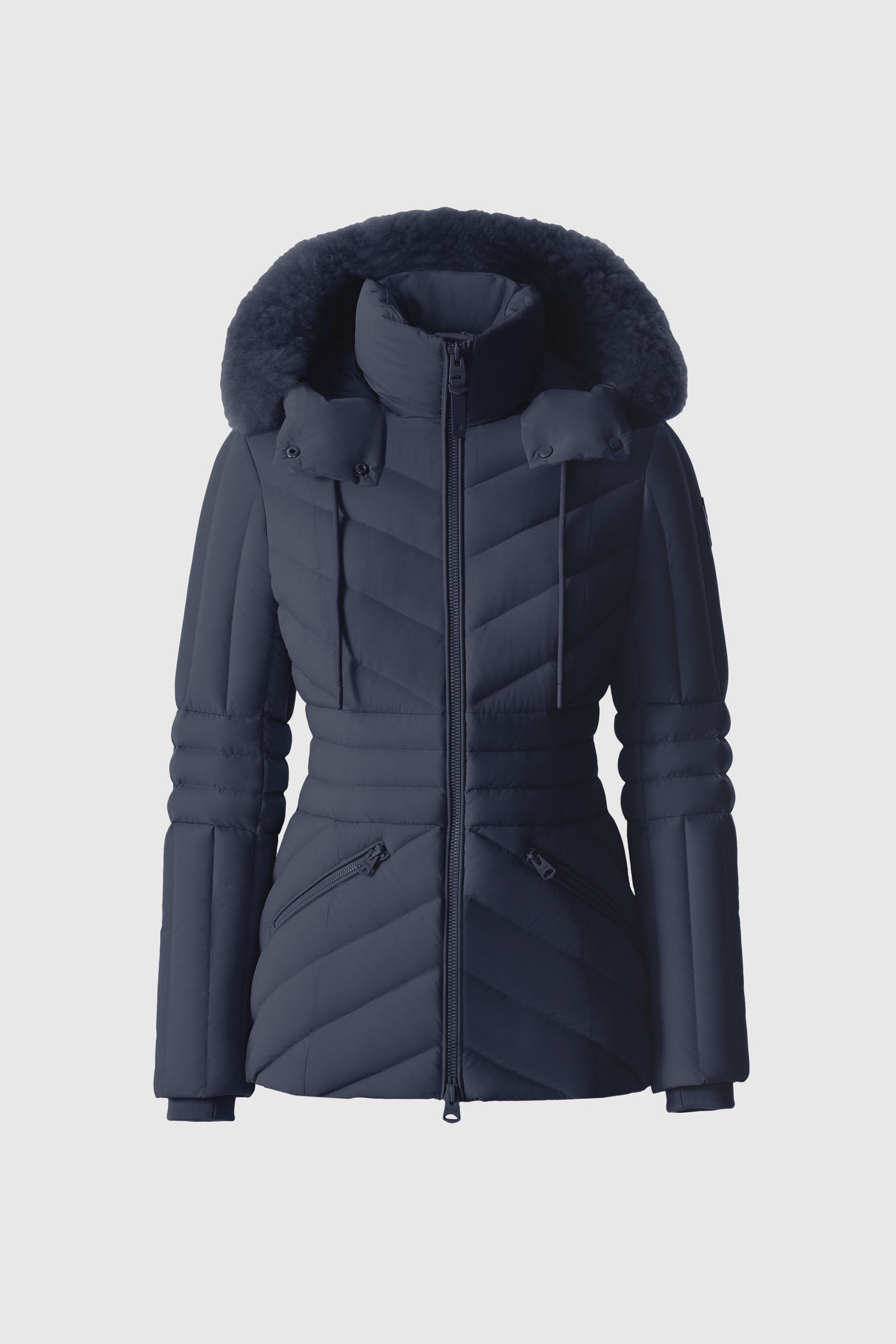 NADIA-SHZ Hooded Down Jacket With Shearling Trim for Women NADIA-SHZ Hooded Down Jacket With Shearling Trim for Women