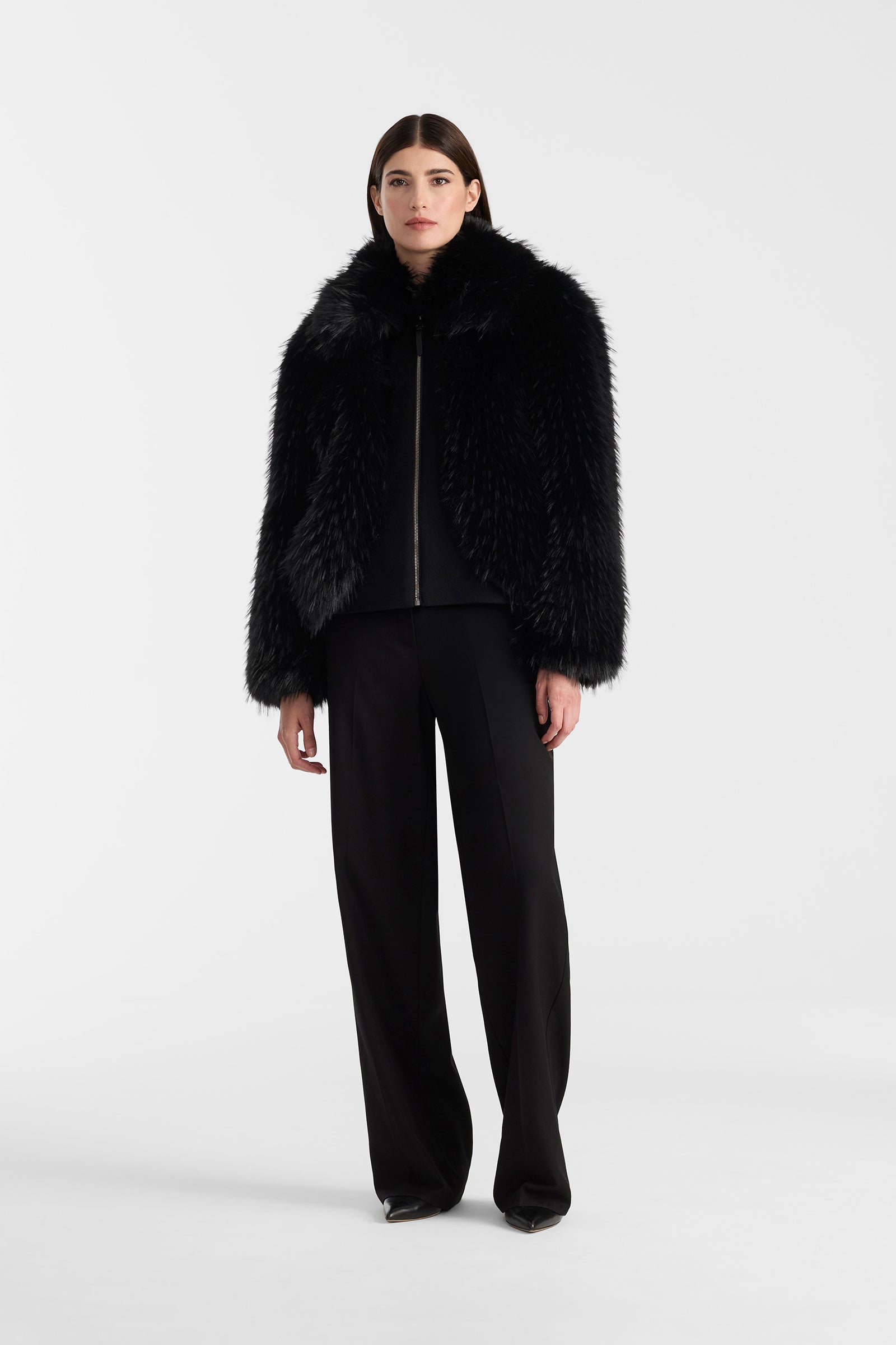 アイレットファー MA-1 ブラック NANNY Faux-fur jacket for Women | Mackage® US