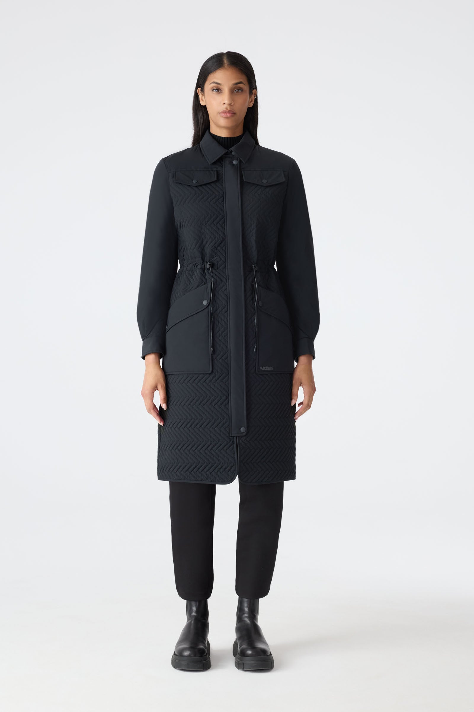 NAOLIN Long Down Coat with Chevron Quilt for Women | Mackage® US