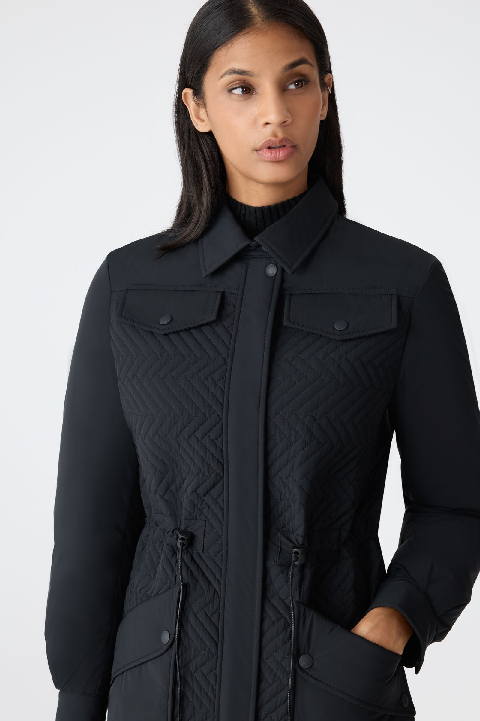 NAOLIN Long Down Coat with Chevron Quilt for Women | Mackage® US