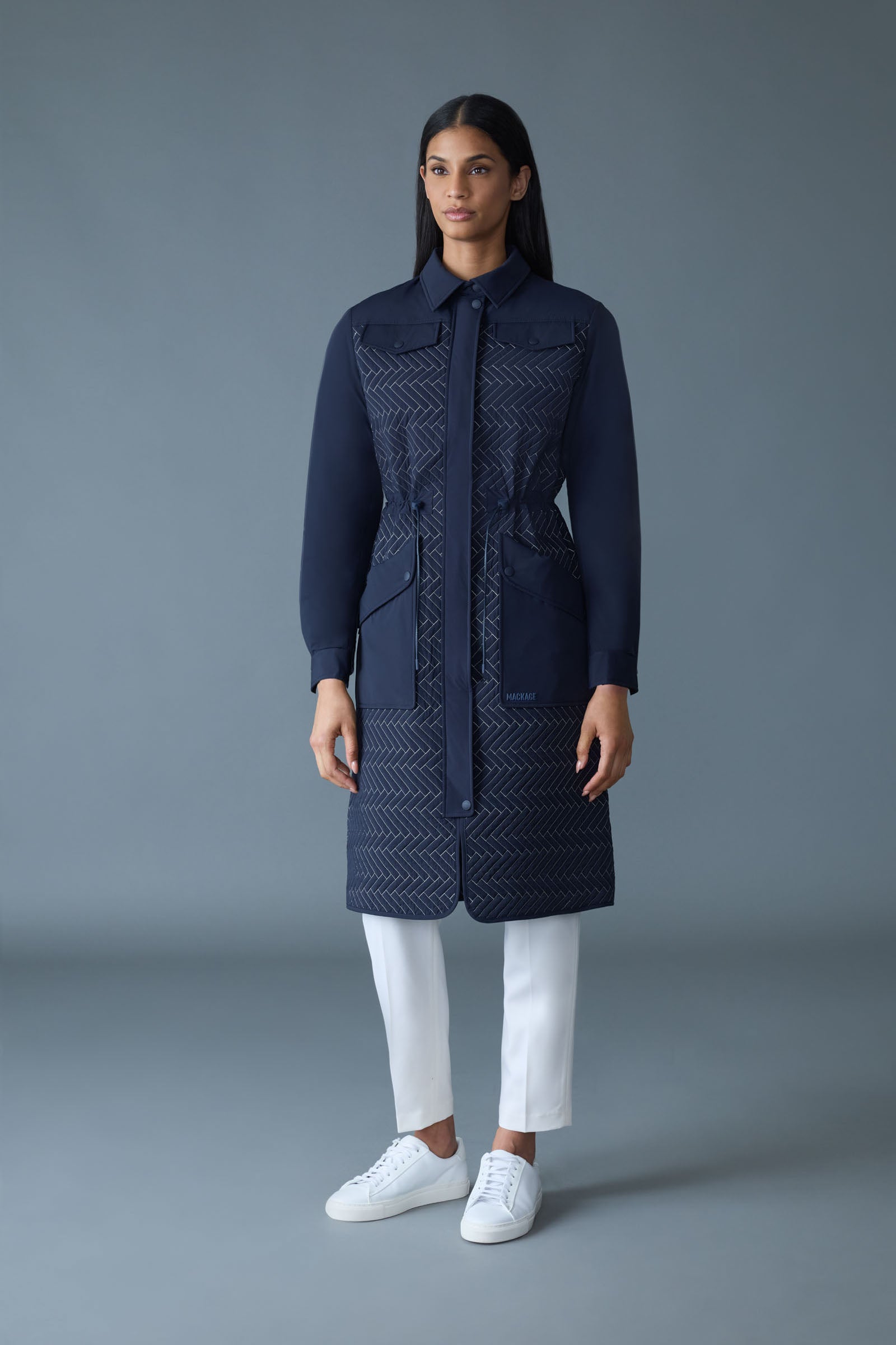 NAOLIN Long Down Coat with Chevron Quilt for Women | Mackage® US