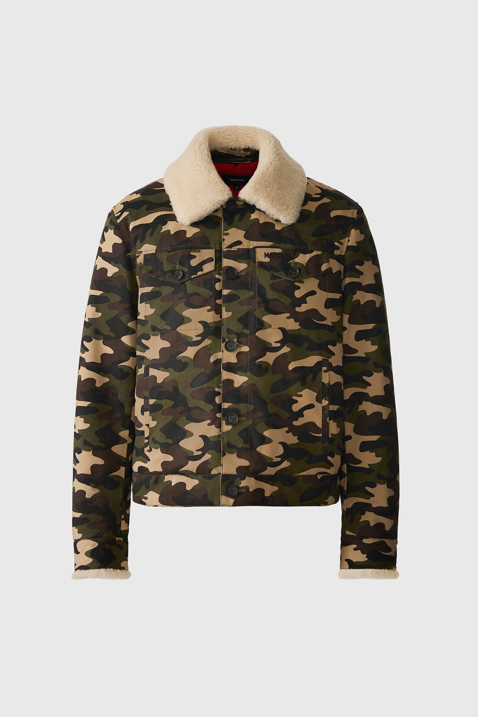 NASH-SH Camouflage Shearling Collar Trucker Jacket for Men