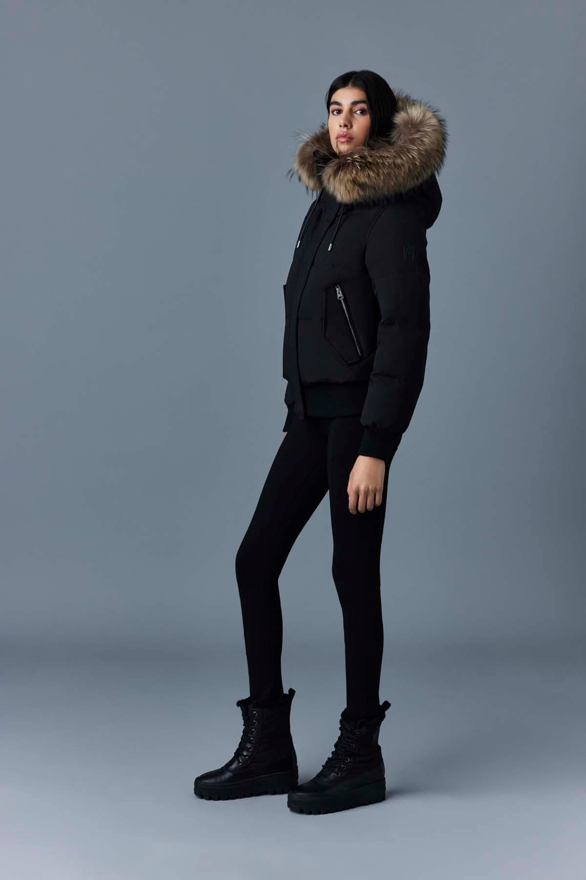 Nefi, Down jacket with removable fur trimmed hood for ladies