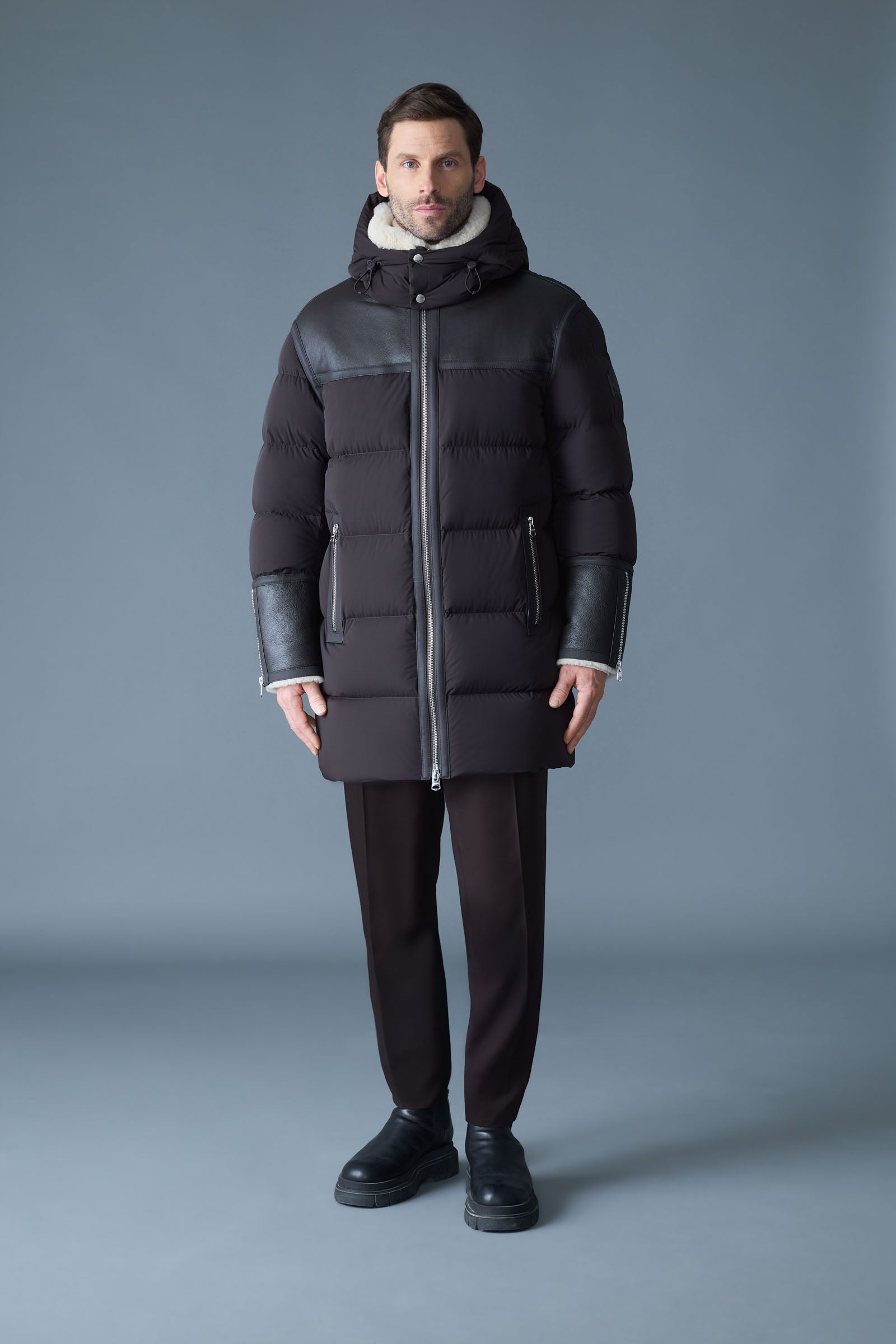 NICHOLAS Down Mixed-Media Parka with Shearling Collar for Men