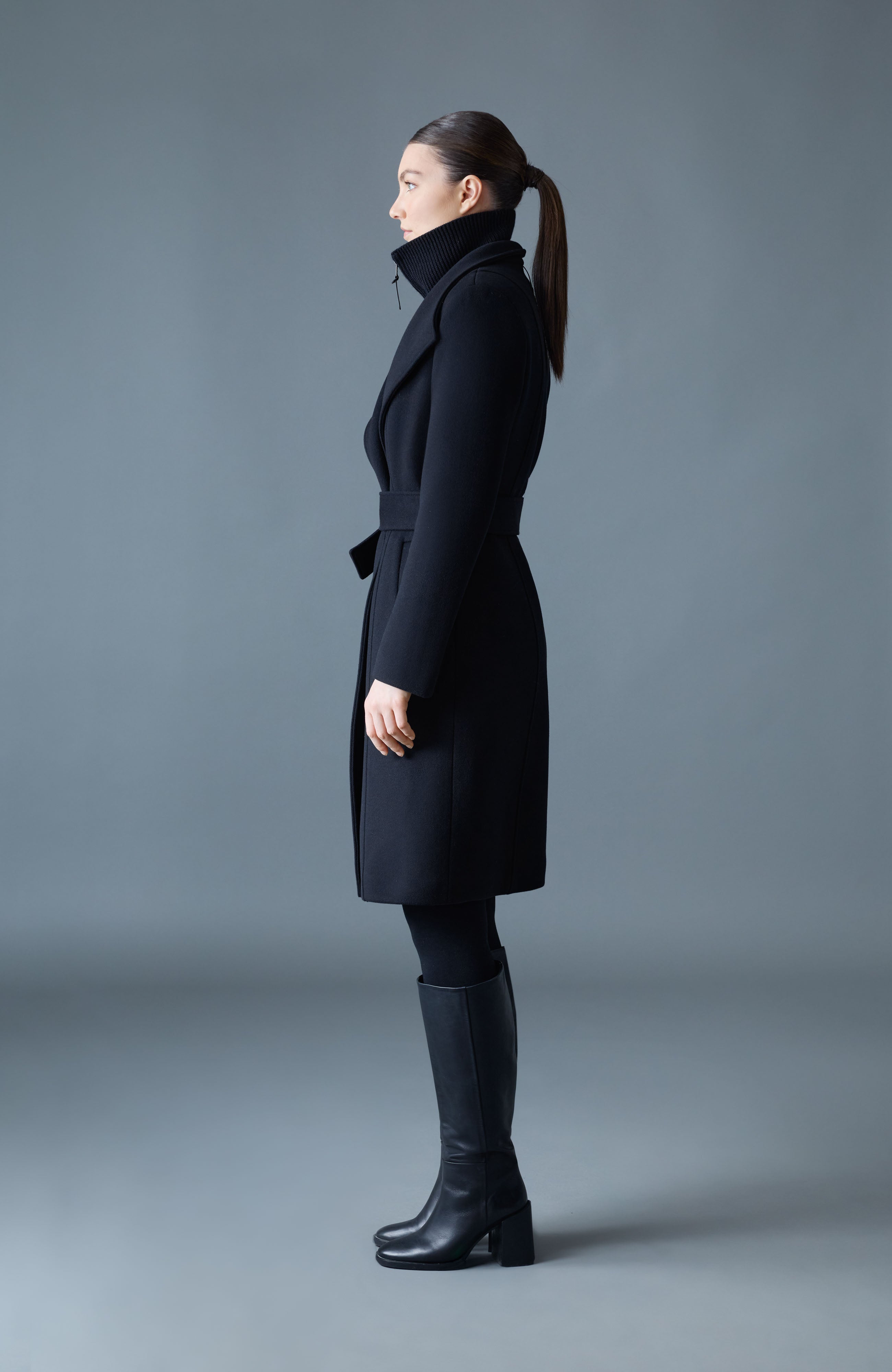 NORITA-Z 2-in-1 double face wool coat with sash for Women