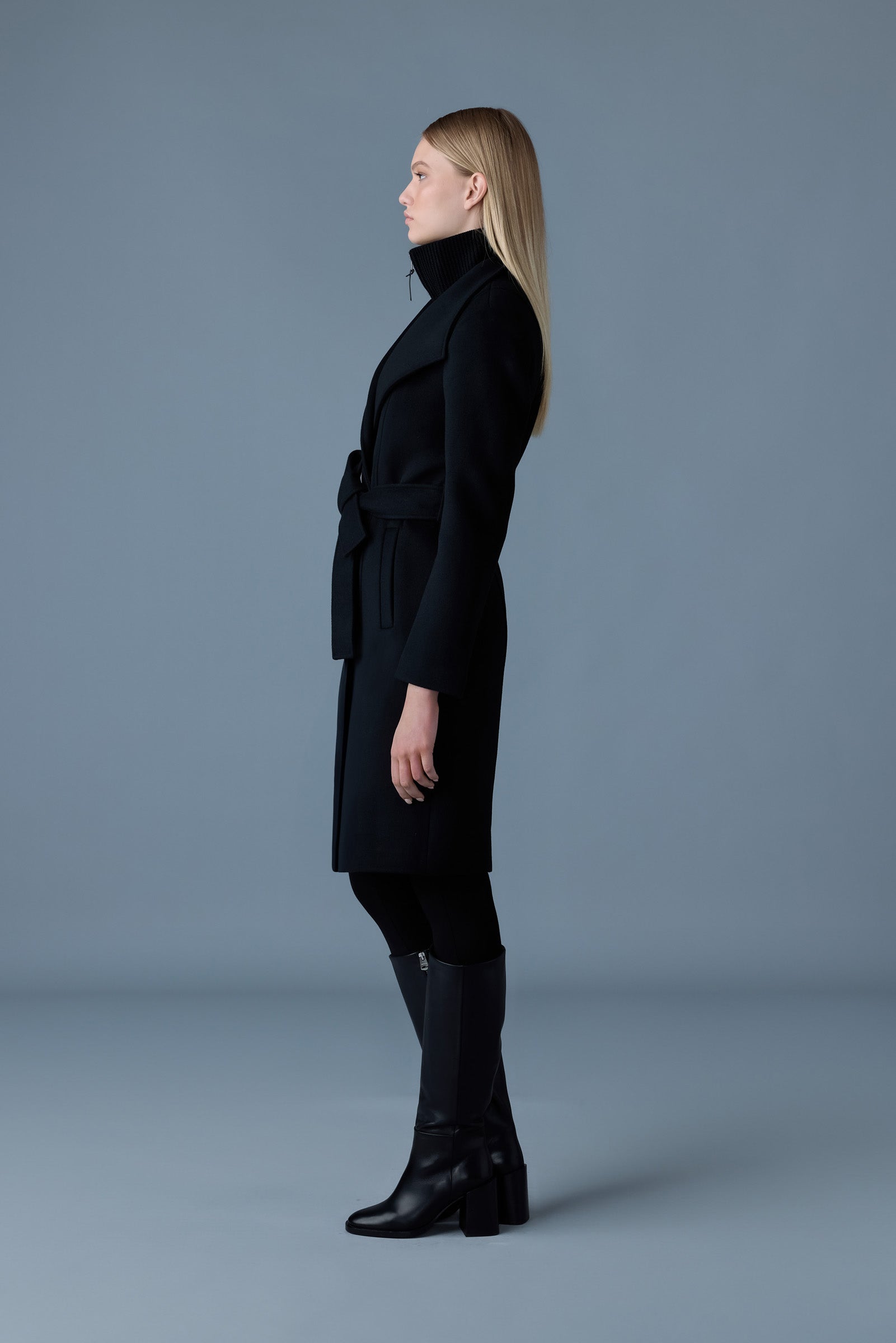 NORITA 2-in-1 double face wool coat with sash for Women | Mackage® US
