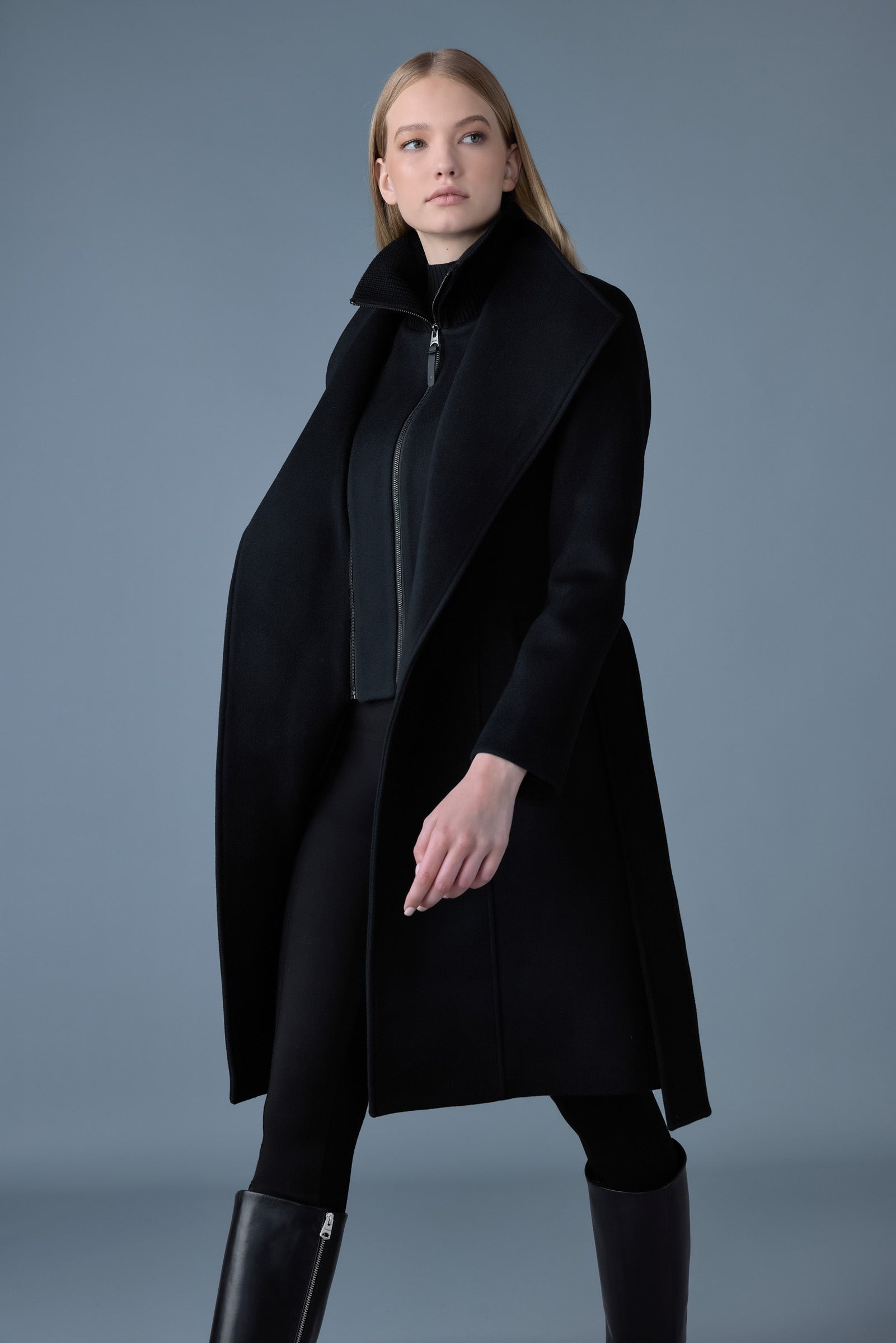 NORITA 2-in-1 double face wool coat with sash for Women | Mackage® US
