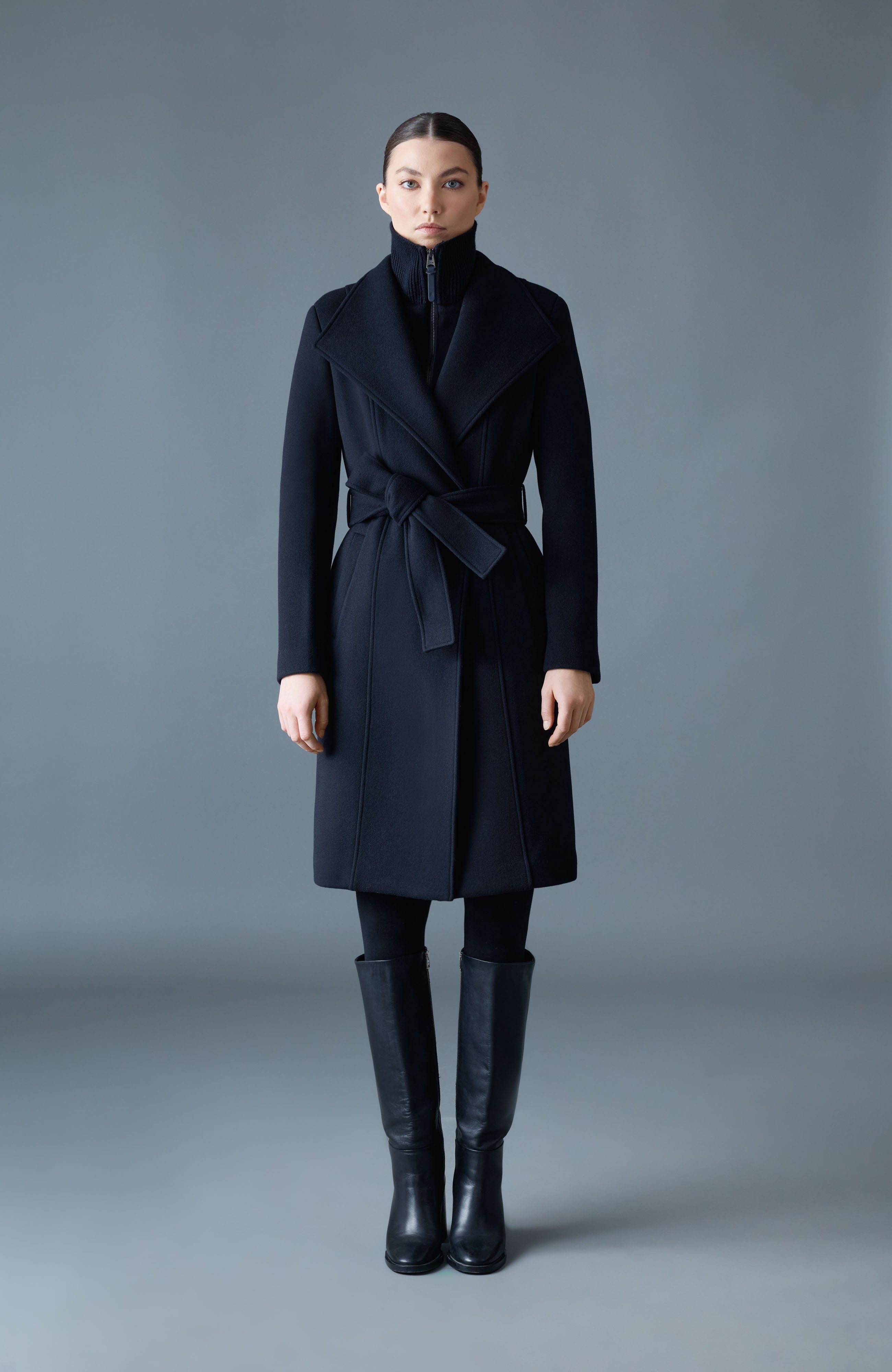 NORITA 2-in-1 double face wool coat with sash for Women | Mackage® US